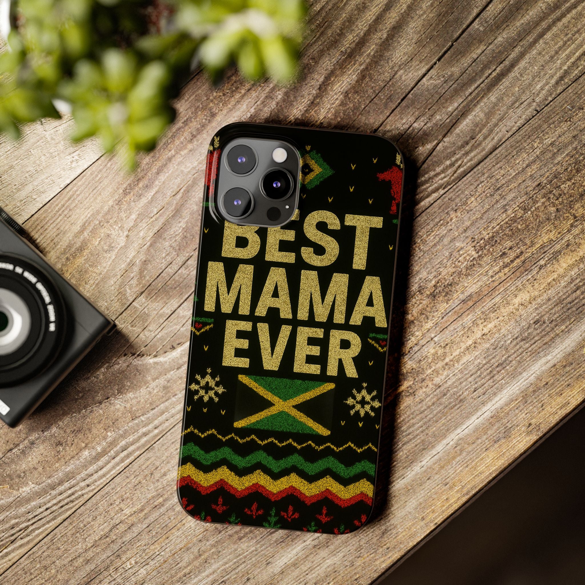 Slim Phone Case — 'Best Mama Ever' Jamaican Reggae Pattern