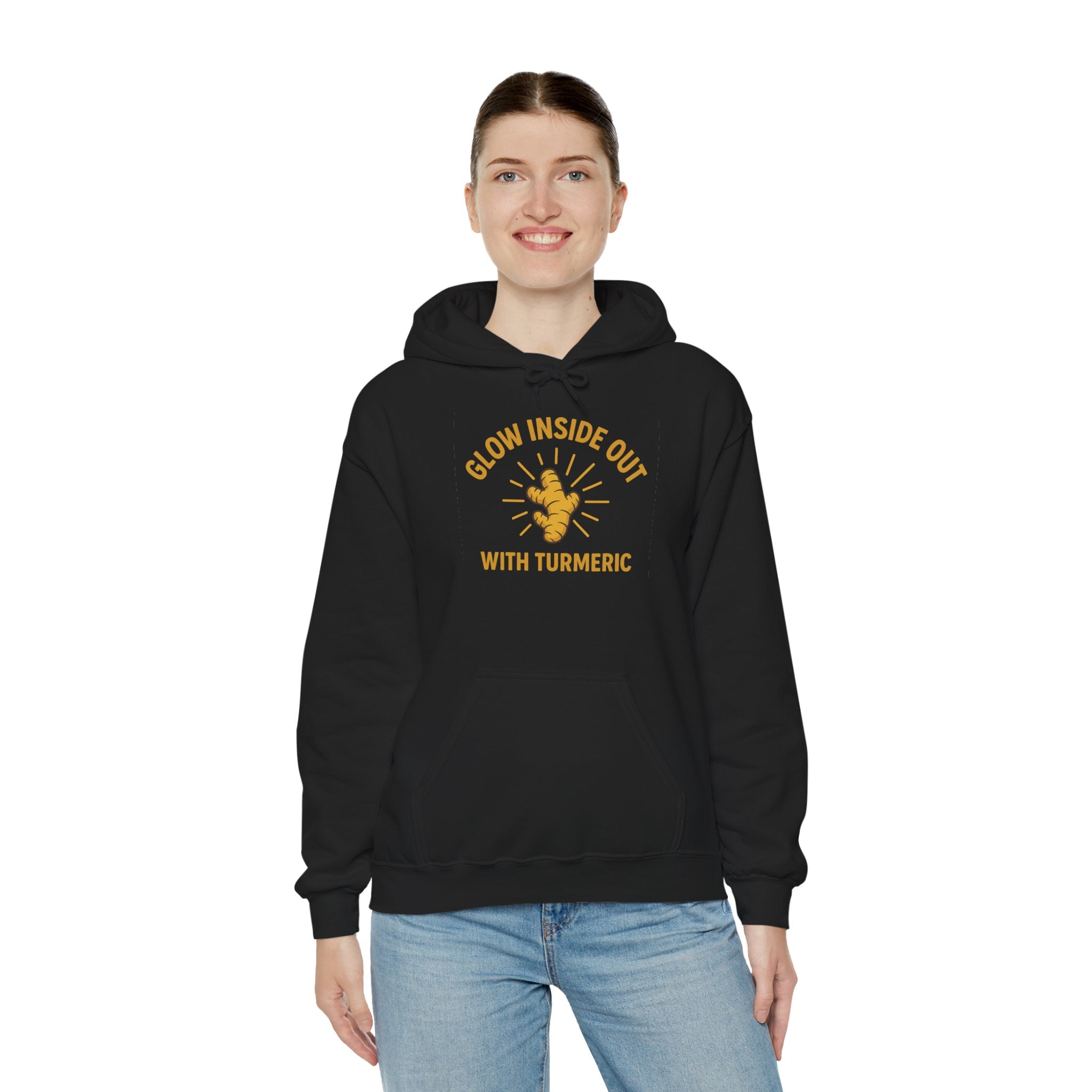 Glow Inside Out Turmeric Hoodie, Wellness Sweatshirt, Unisex Gift, Motivational Apparel, Cozy Fashion