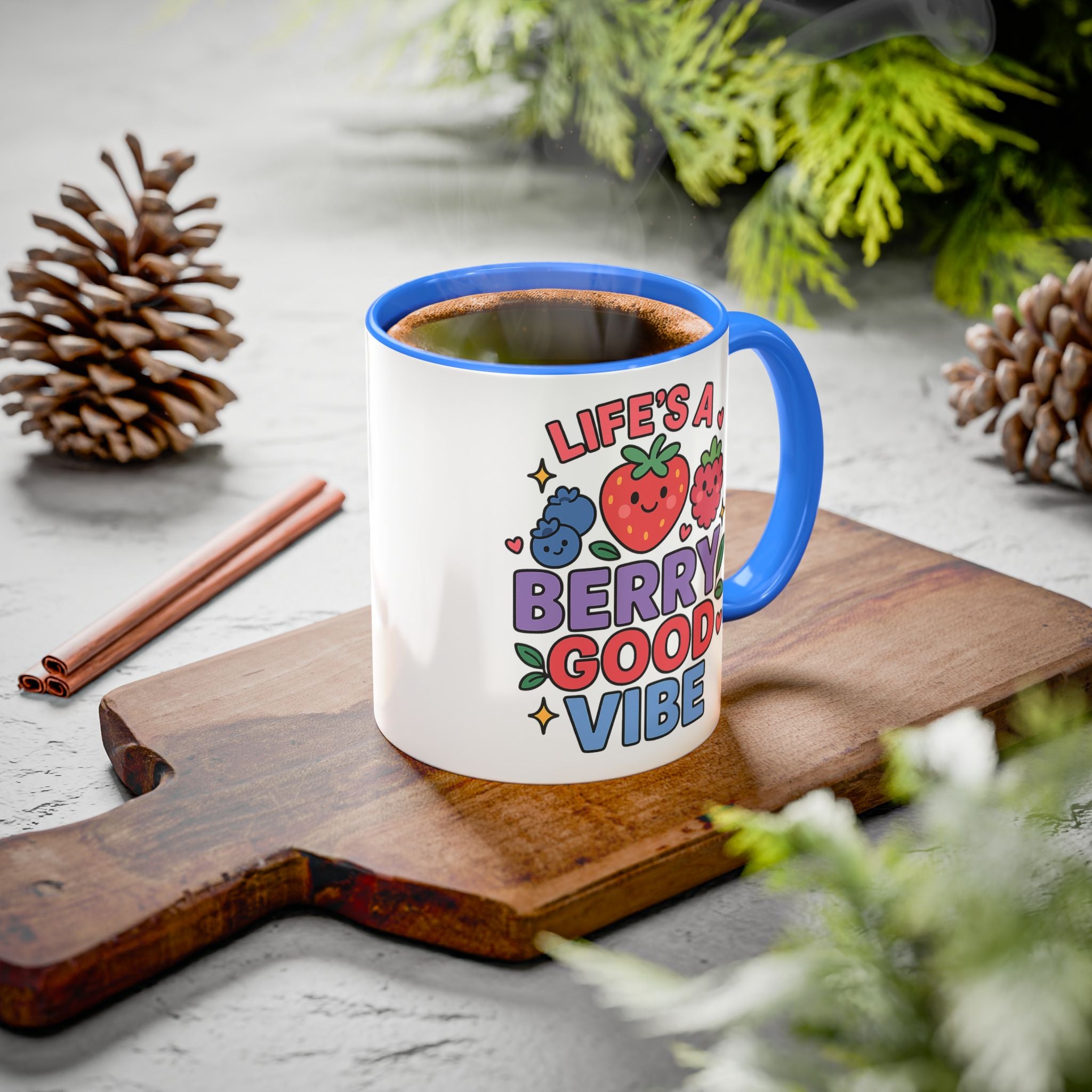 Berry Good Vibe Mug — Cute Fruit Illustration Coffee Cup (11oz & 15oz)