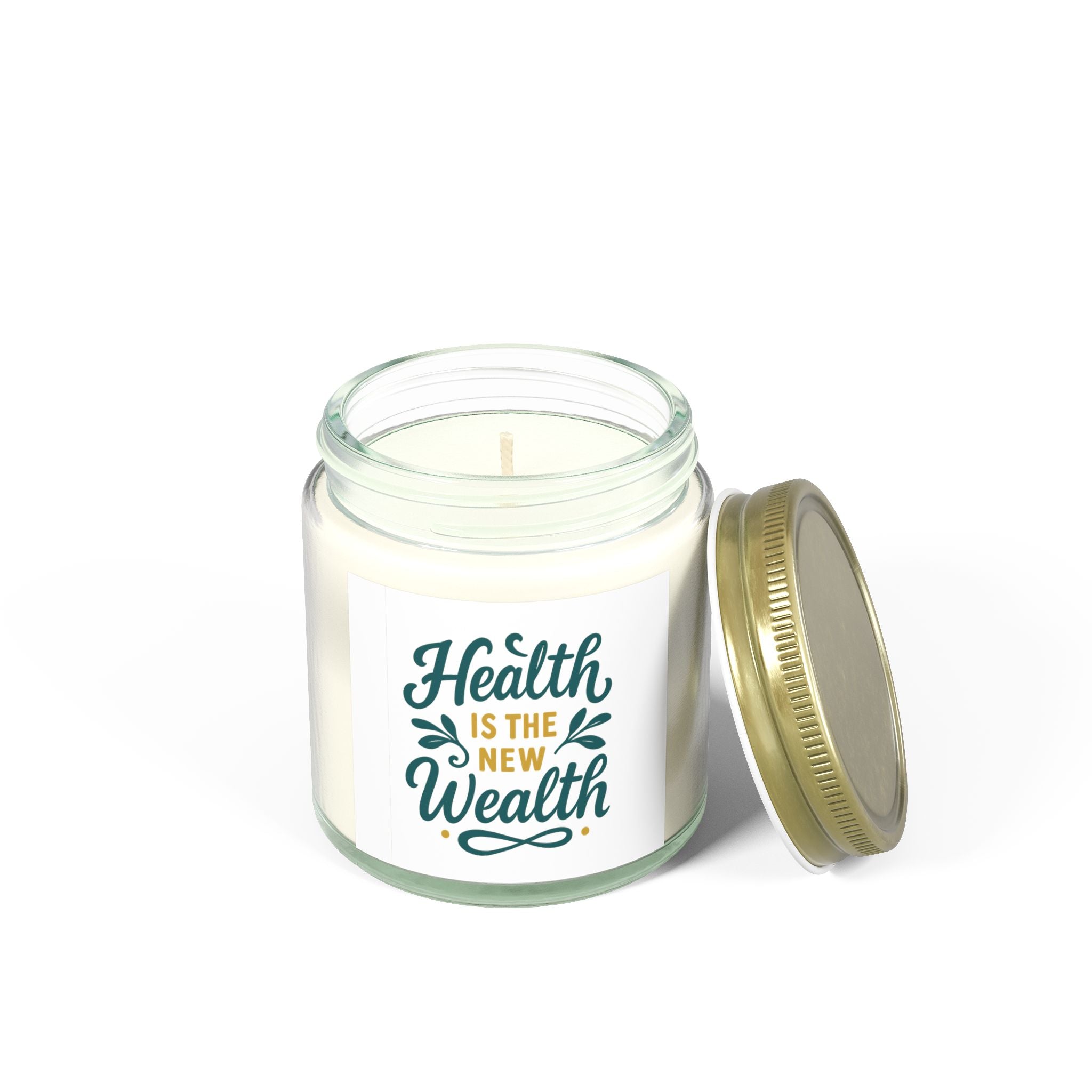 Health is the New Wealth Scented Candles - Coconut Apricot Wax, Wellness Gifts, Self-Care Essentials, Aromatherapy, Home Decor