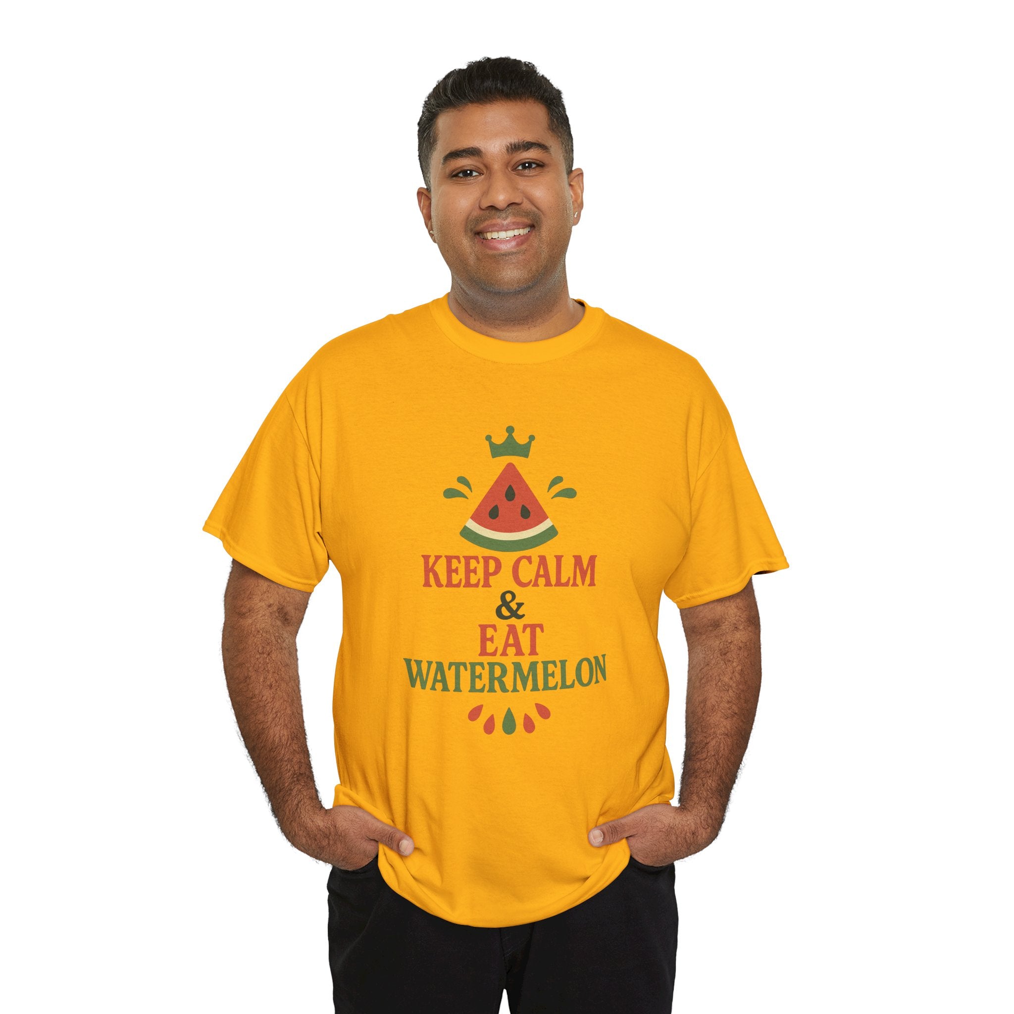Keep Calm Watermelon Tee, Summer Shirt, Funny Graphic Tee, Relaxed Fit T-Shirt, Gifts for Food Lovers, Fun Casual Wear