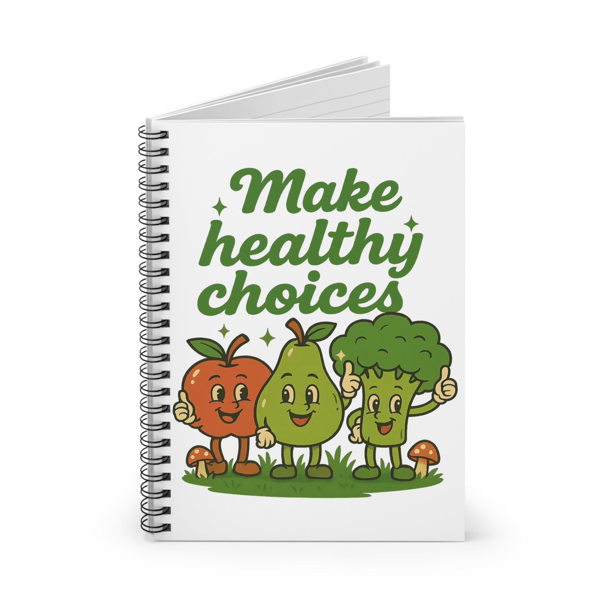 Make Healthy Choices Spiral Notebook — Cute Fruit & Veg Wellness Journal