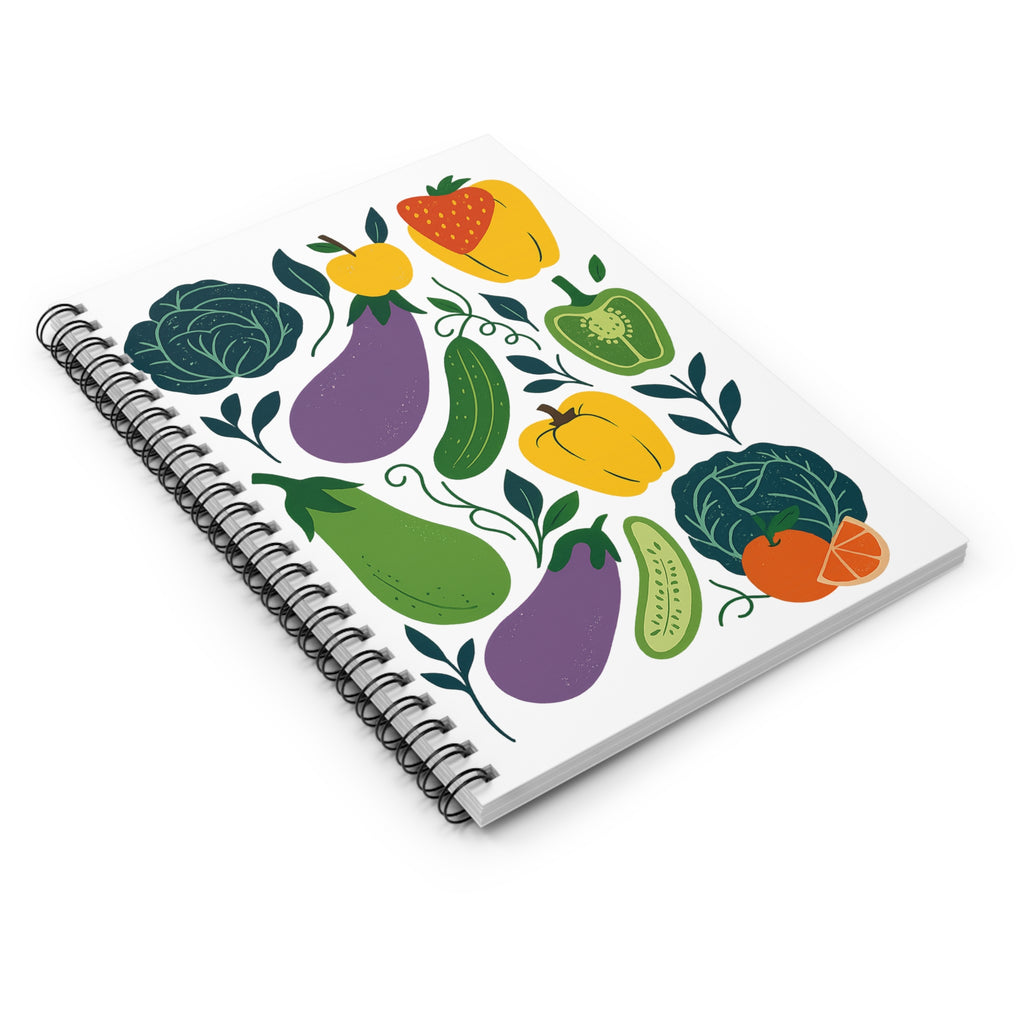 Veggie Garden Spiral Notebook — Colorful Fruits & Vegetables Ruled Journal