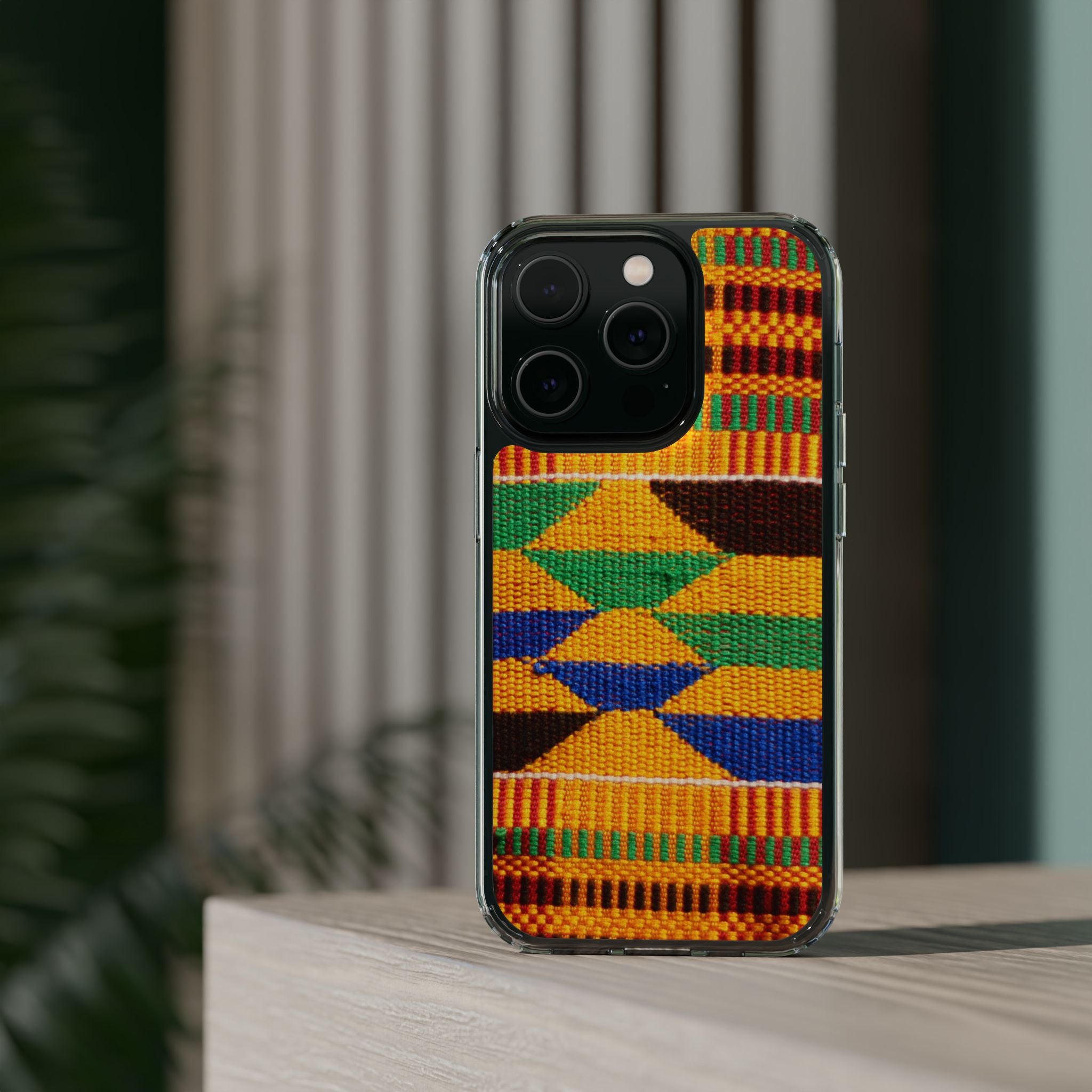 Kente Pattern Clear Impact-Resistant Phone Case