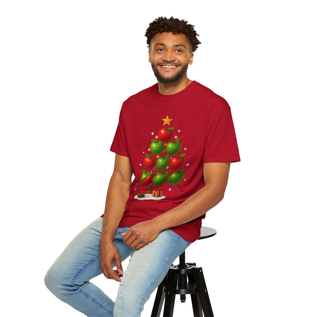 Apple Christmas Tree T-Shirt — Holiday Fruit Tree Graphic Tee