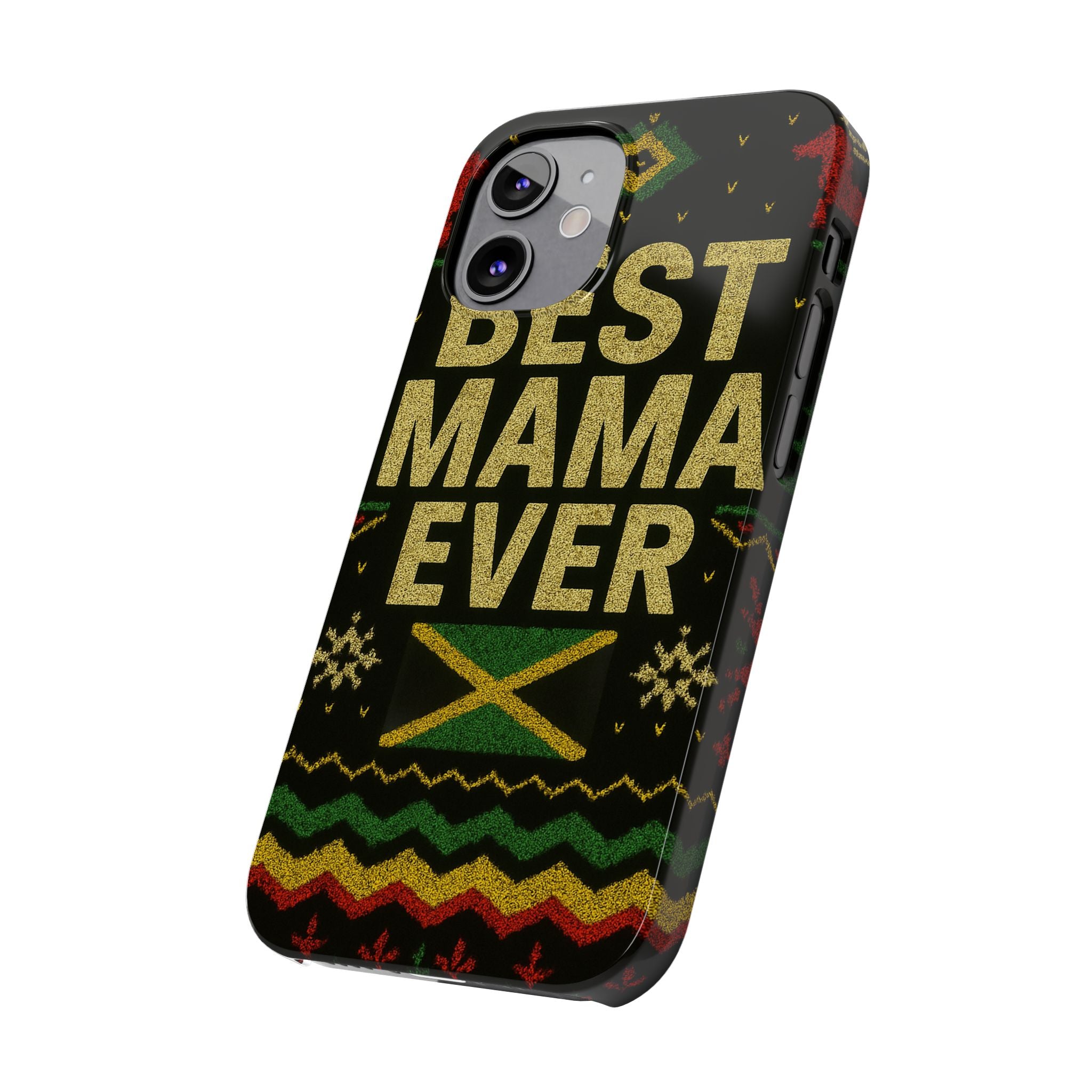 Slim Phone Case — 'Best Mama Ever' Jamaican Reggae Pattern