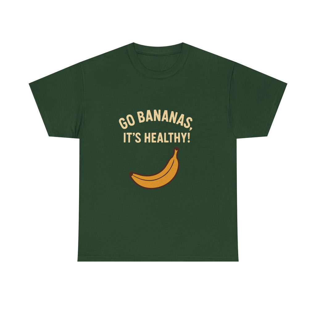 Go Bananas Unisex Heavy Cotton Tee, Fun Healthy Reminder Shirt, Quirky Gift for Fruit Lovers, Casual Wear, Summer Tee