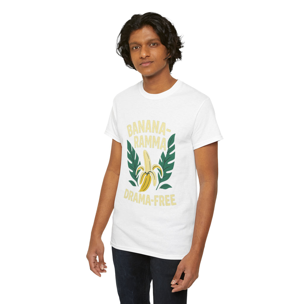 Banana-Ramma Drama-Free Unisex Heavy Cotton Tee, Fun Casual Shirt, Gift for Friends, Summer Vibes, Quirky Fashion Statement