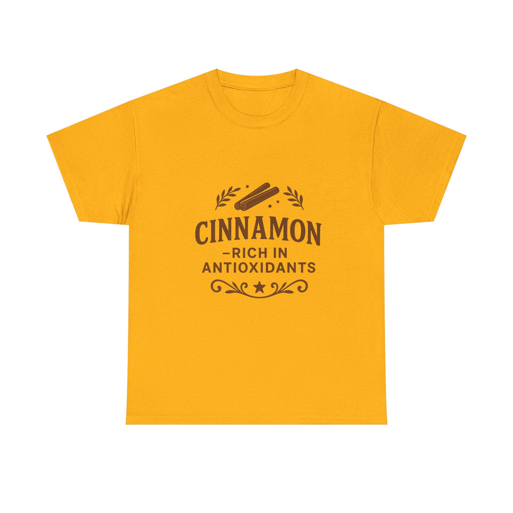 Cinnamon Antioxidant Unisex Heavy Cotton Tee, Relaxed Fit Tee, Gift for Health Enthusiasts, Casual Statement Shirt, Funny Foodie Apparel