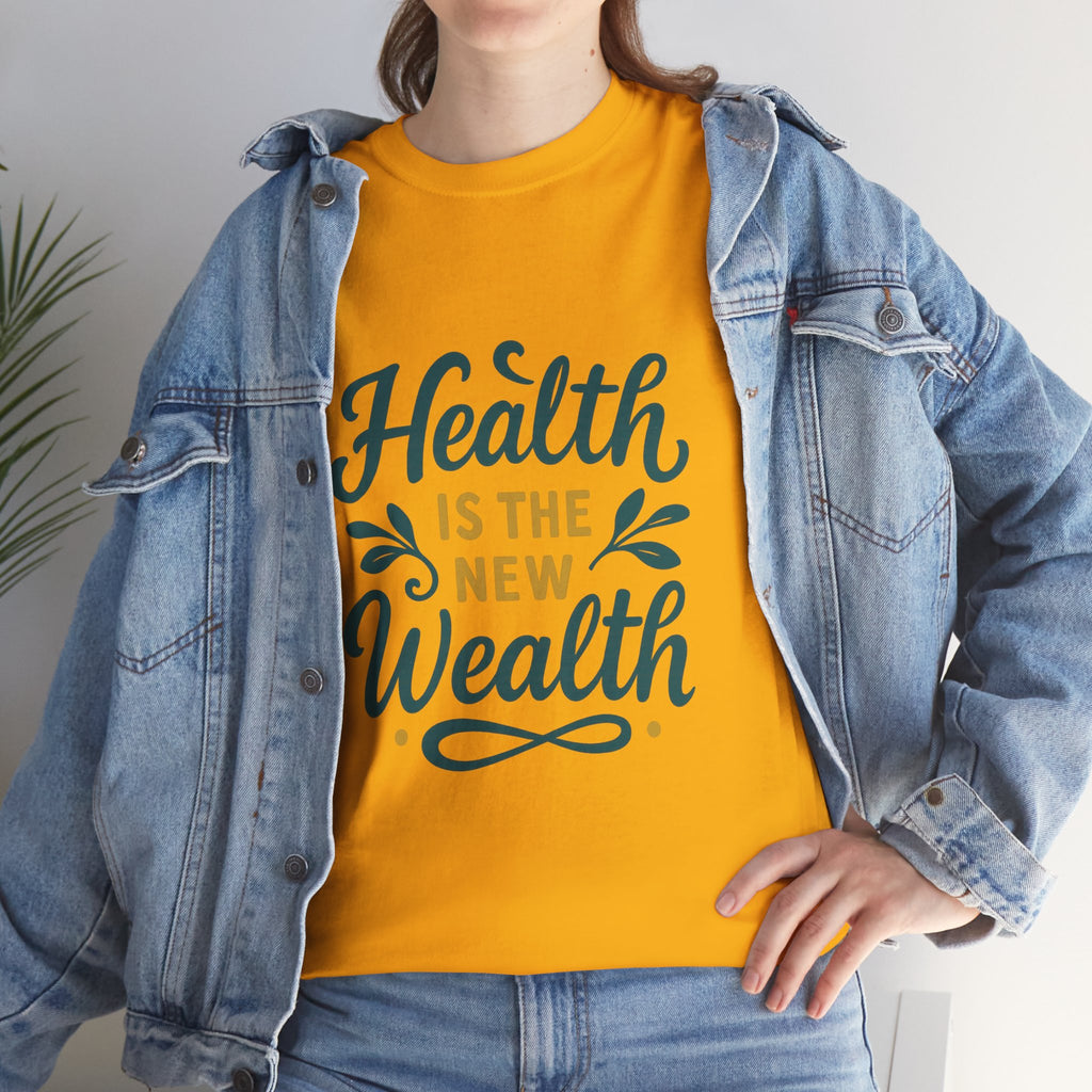 Health is the New Wealth Unisex Heavy Cotton Tee, Motivational Shirt, Wellness Apparel, Gift for Health Enthusiasts, Casual Wear