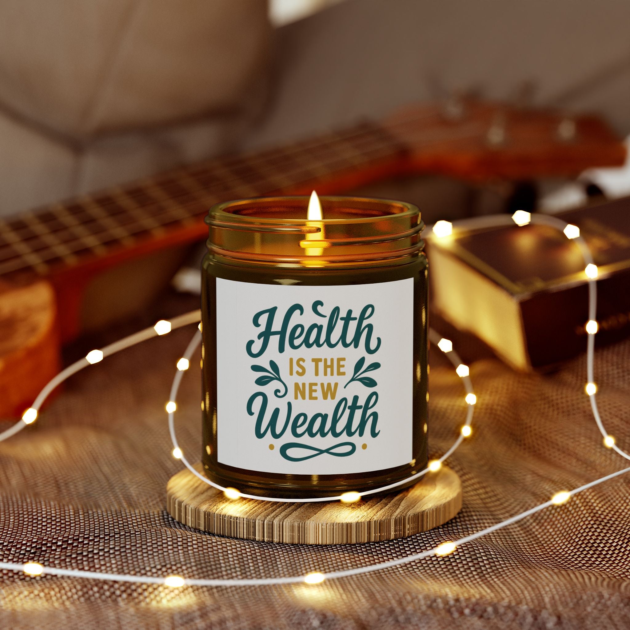Health is the New Wealth Scented Candles - Coconut Apricot Wax, Wellness Gifts, Self-Care Essentials, Aromatherapy, Home Decor