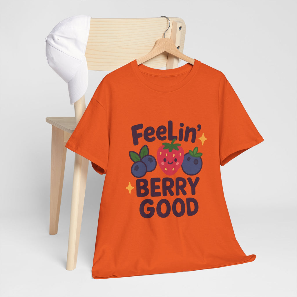 Berry Good Vibe Unisex Heavy Cotton Tee, Cute Summer Shirt, Fun Gift for Food Lovers, Berry Themed Apparel, Casual Wear