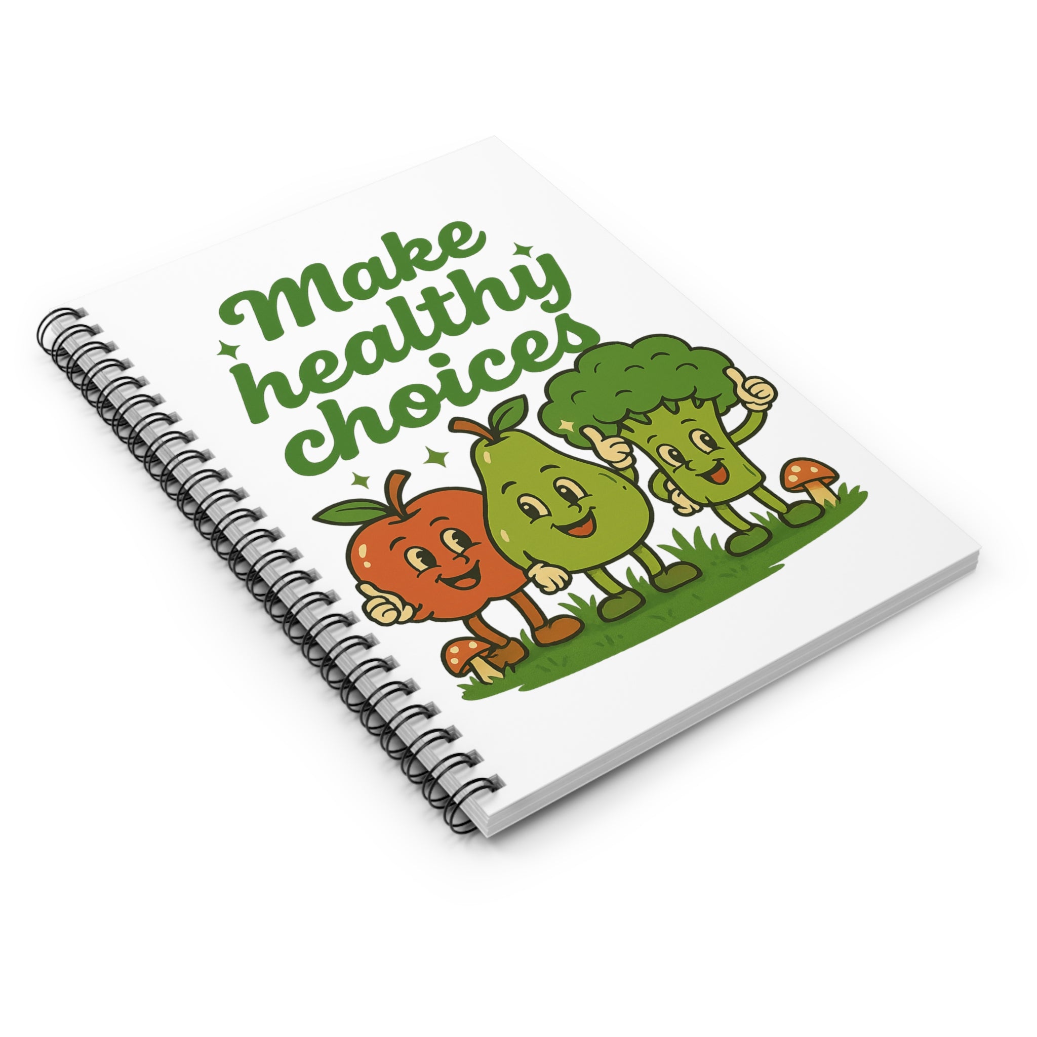 Make Healthy Choices Spiral Notebook — Cute Fruit & Veg Wellness Journal