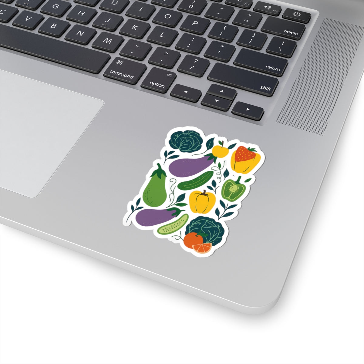 Vegetable Garden Sticker Pack — Colorful Kiss-Cut Veggie Stickers (Eggplant, Peppers, Cabbage, Strawberry)