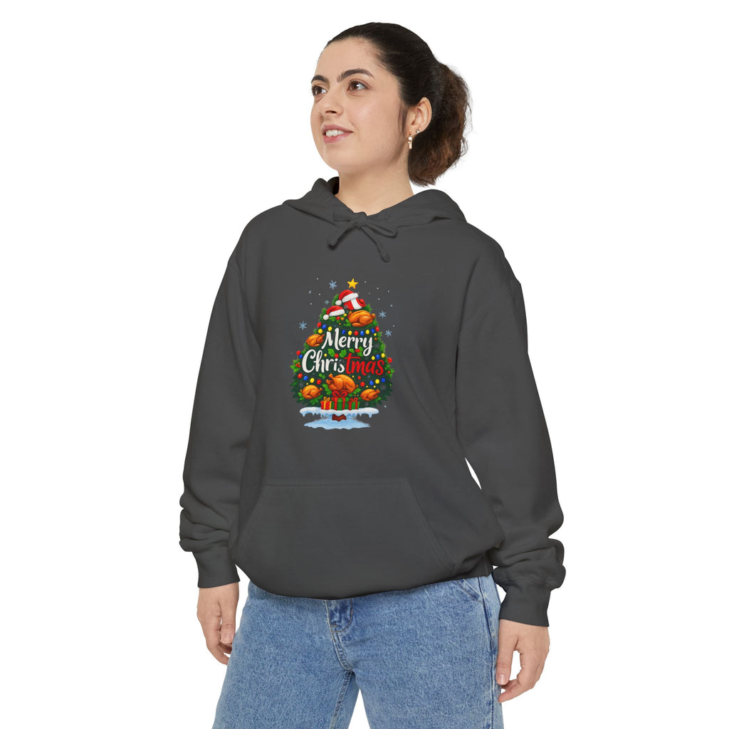 Christmas Tree Graphic Hoodie — "Merry Christmas" Holiday Sweatshirt