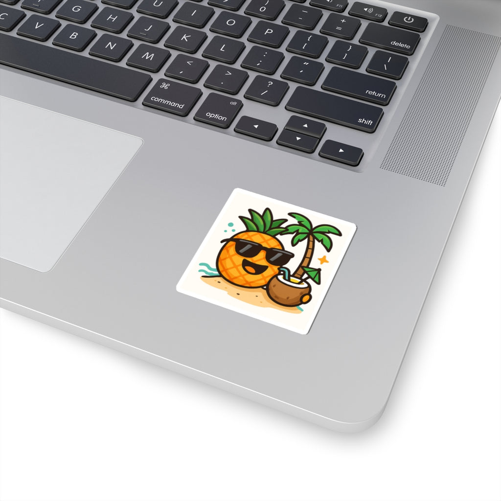 Tropical Pineapple Kiss-Cut Stickers | Fun Summer Decor, Laptop Stickers, Beach Party Favors, Gift for Ocean Lovers