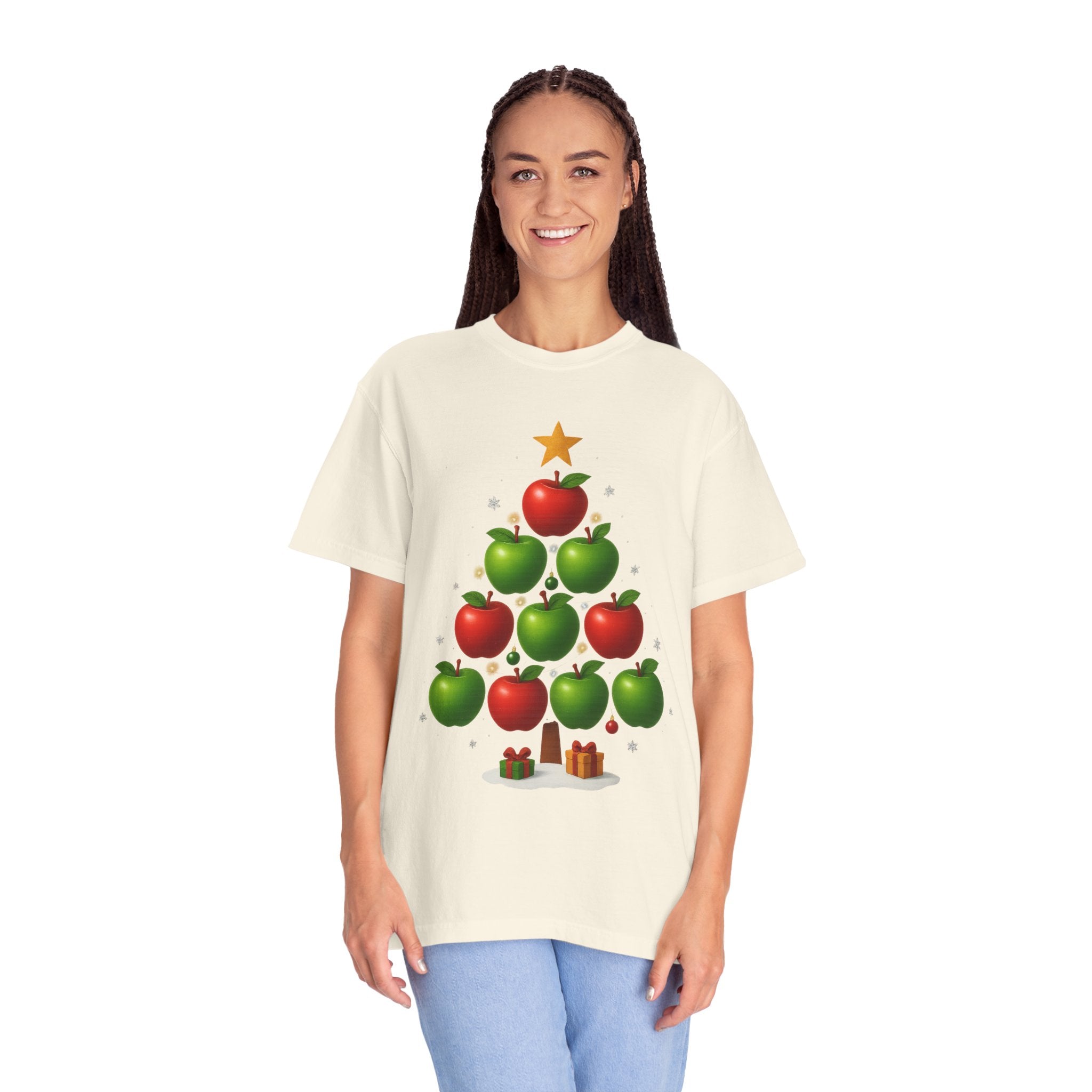 Apple Christmas Tree T-Shirt — Holiday Fruit Tree Graphic Tee