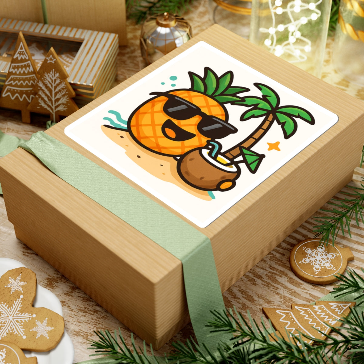 Tropical Pineapple Kiss-Cut Stickers | Fun Summer Decor, Laptop Stickers, Beach Party Favors, Gift for Ocean Lovers