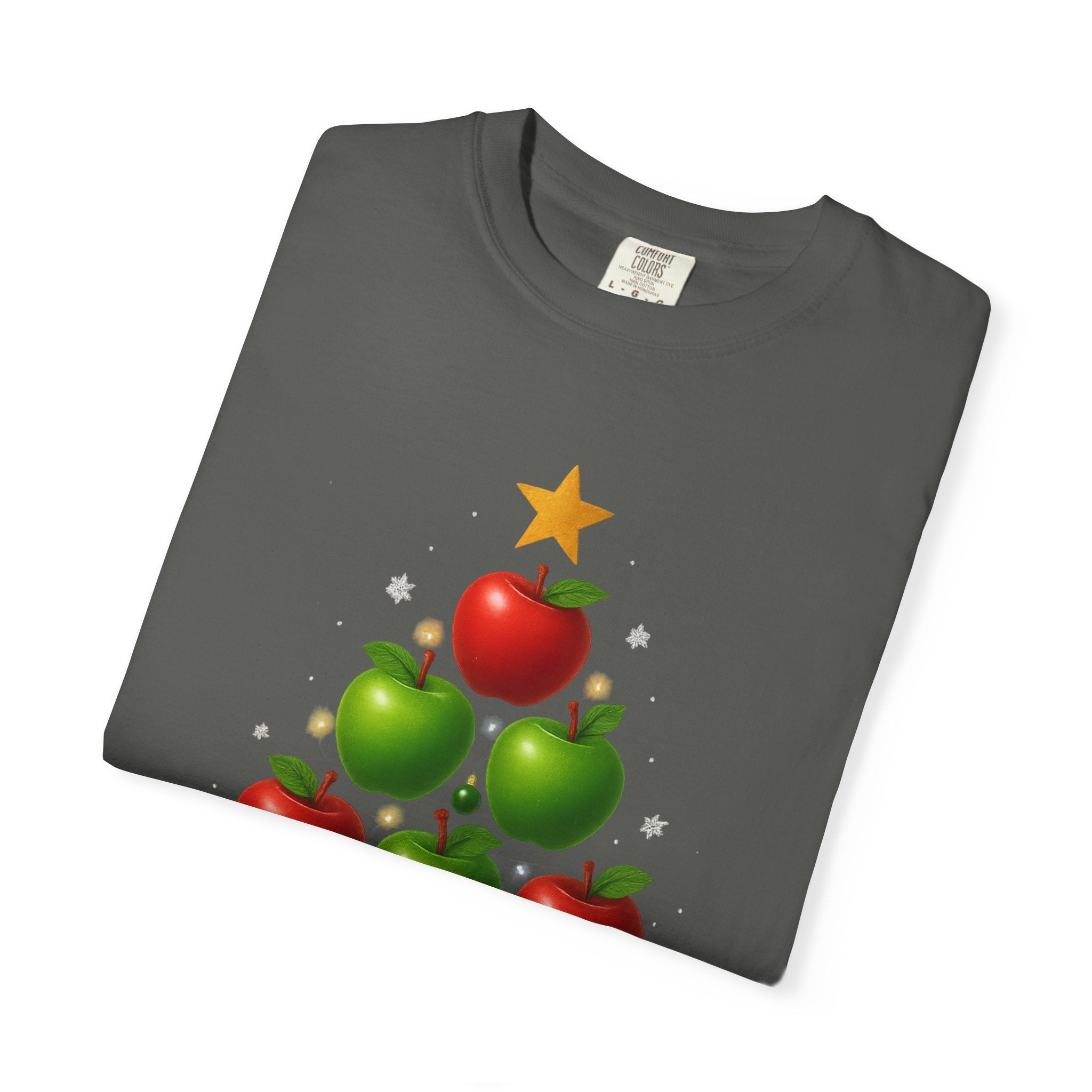 Apple Christmas Tree T-Shirt — Holiday Fruit Tree Graphic Tee