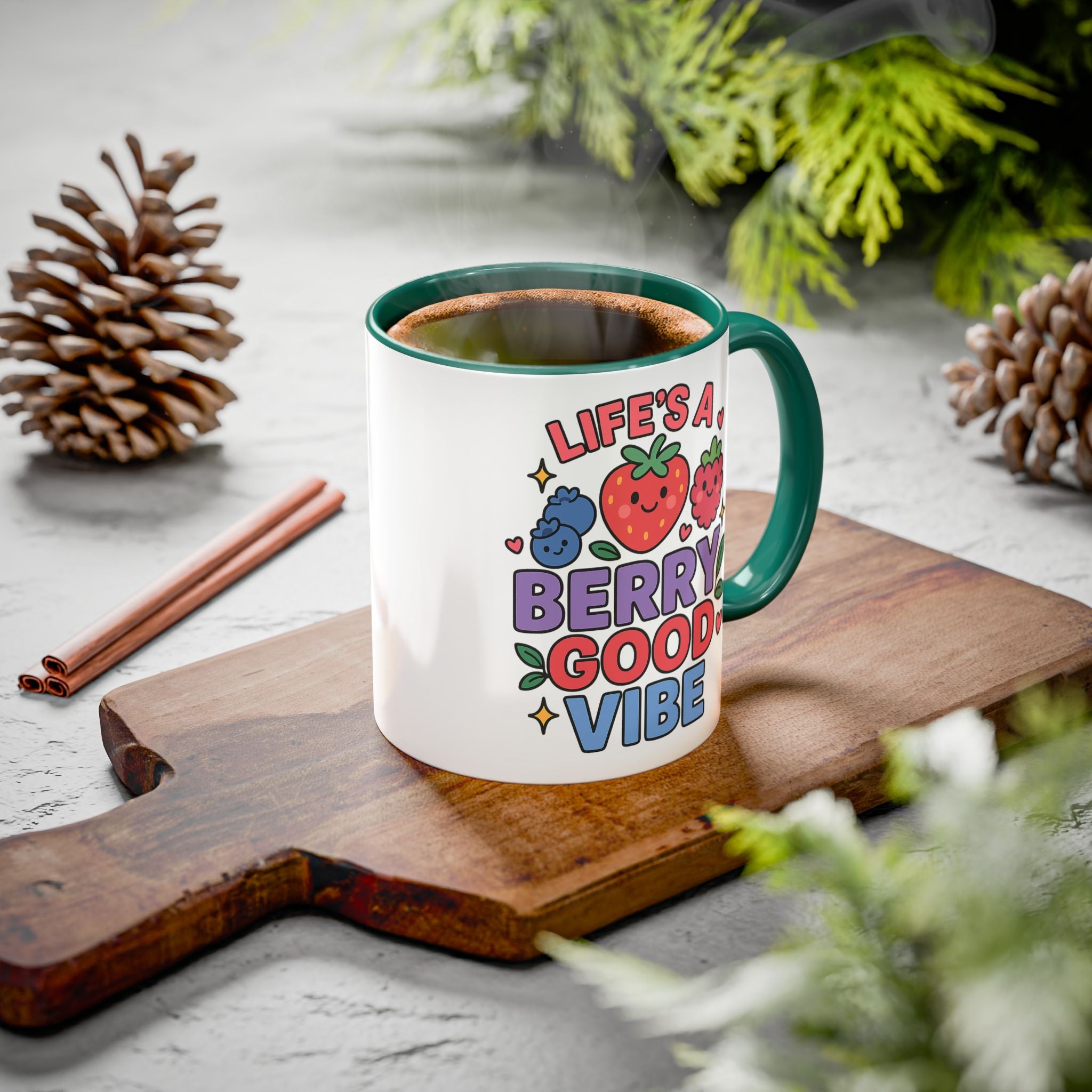 Berry Good Vibe Mug — Cute Fruit Illustration Coffee Cup (11oz & 15oz)