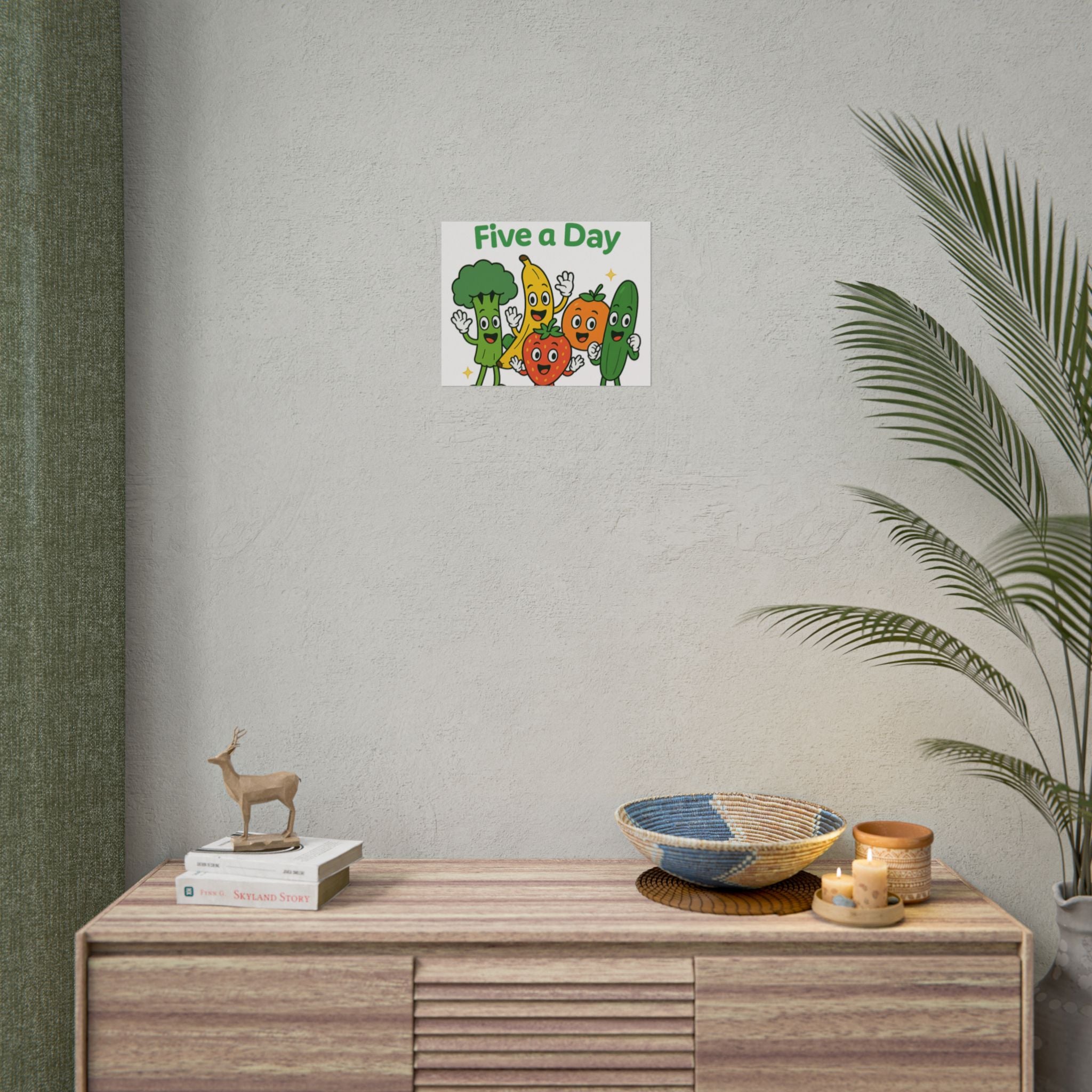 Rolled Poster — "Get Your Five a Day" Cute Fruit & Veggie Wall Art