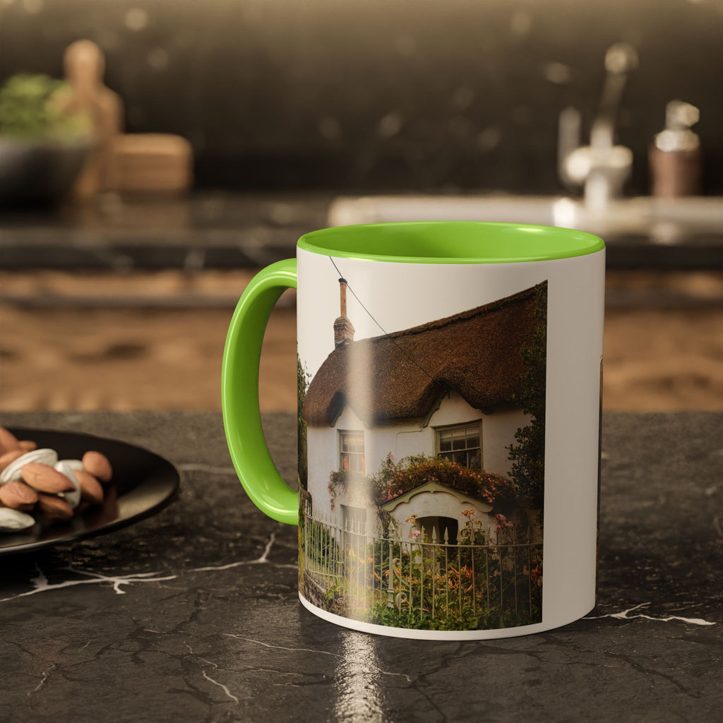 Thatched Cottage Photo Mug (11oz & 15oz) — Cozy English Cottage Scenic Coffee Cup