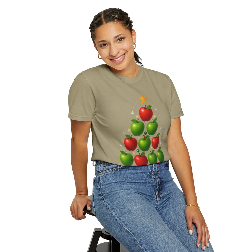 Apple Christmas Tree T-Shirt — Holiday Fruit Tree Graphic Tee
