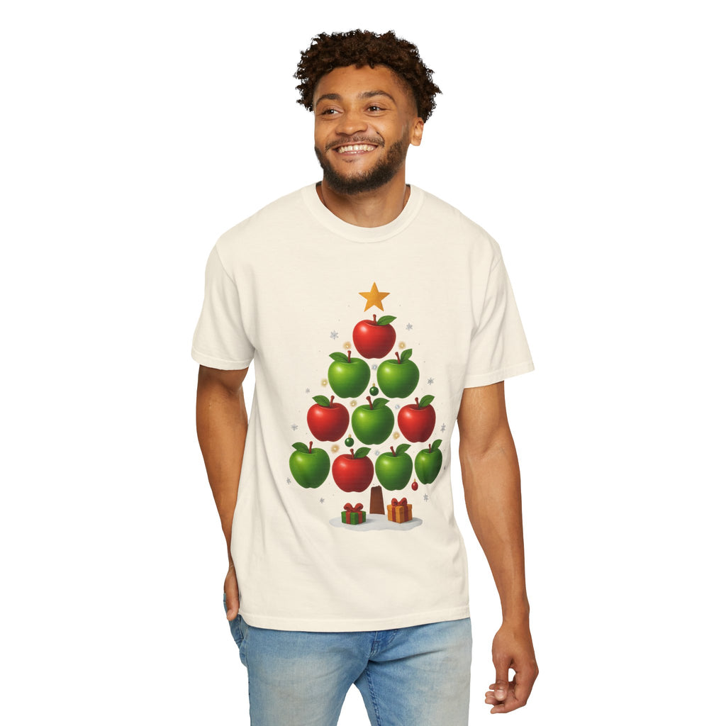 Apple Christmas Tree T-Shirt — Holiday Fruit Tree Graphic Tee