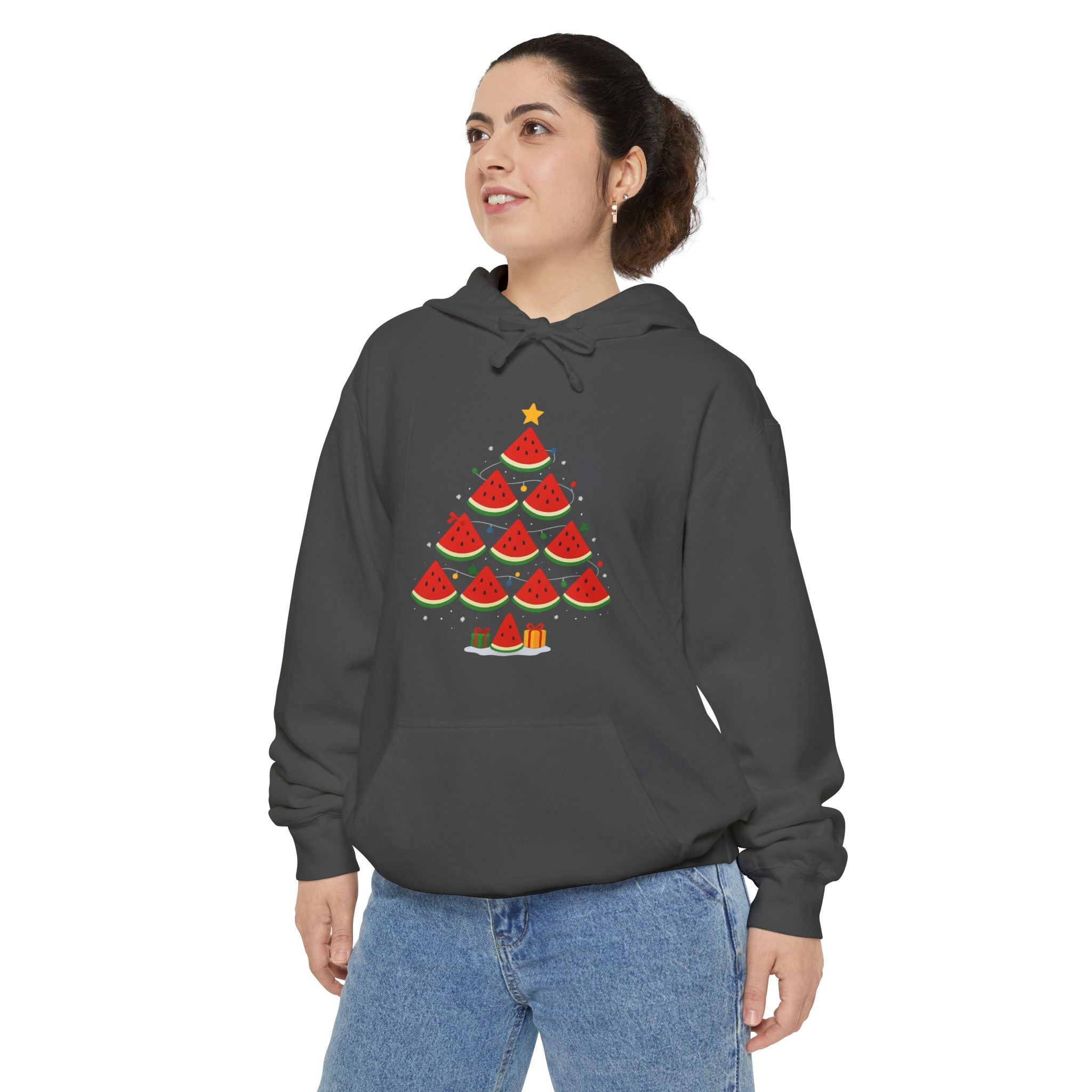 Watermelon Christmas Tree Hoodie — Festive Fruit Holiday Pullover