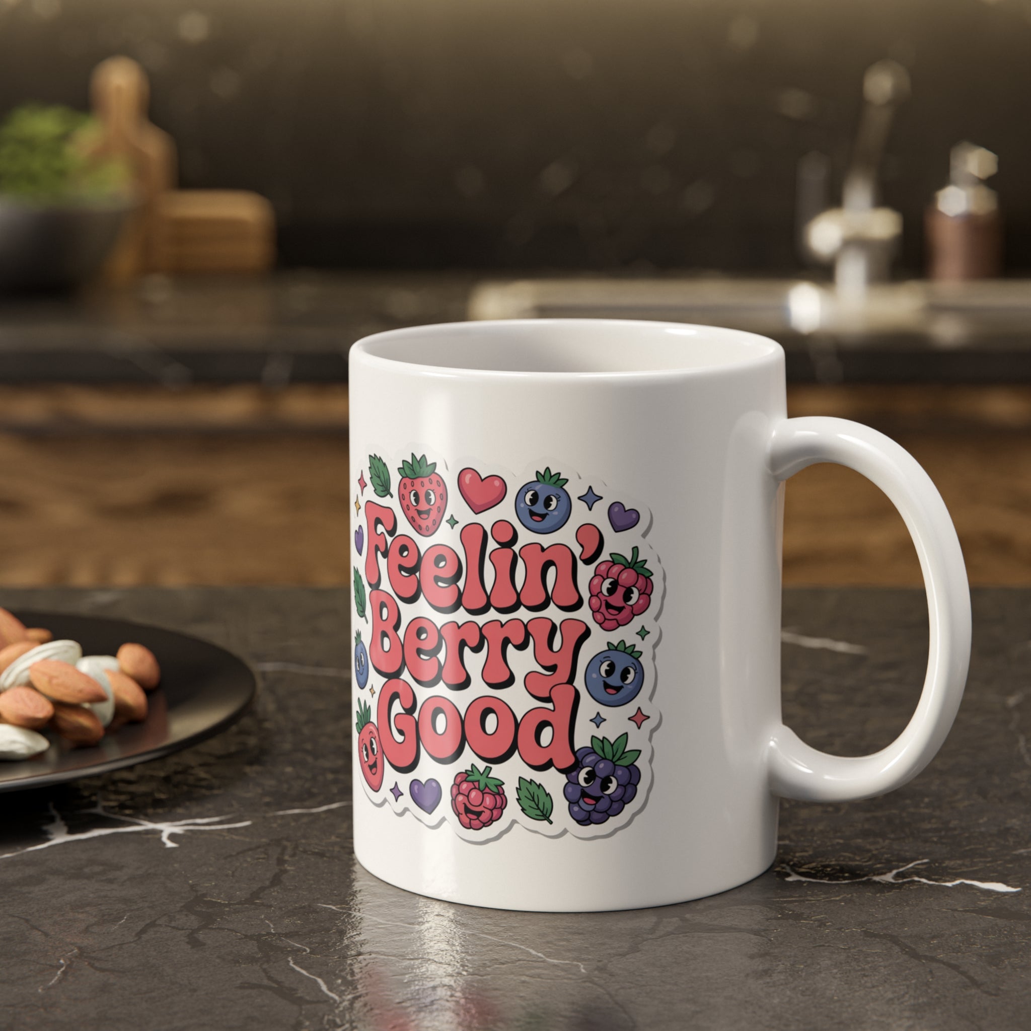 Feelin' Berry Good Mug — Cute Fruit Graphic Ceramic Coffee Cup