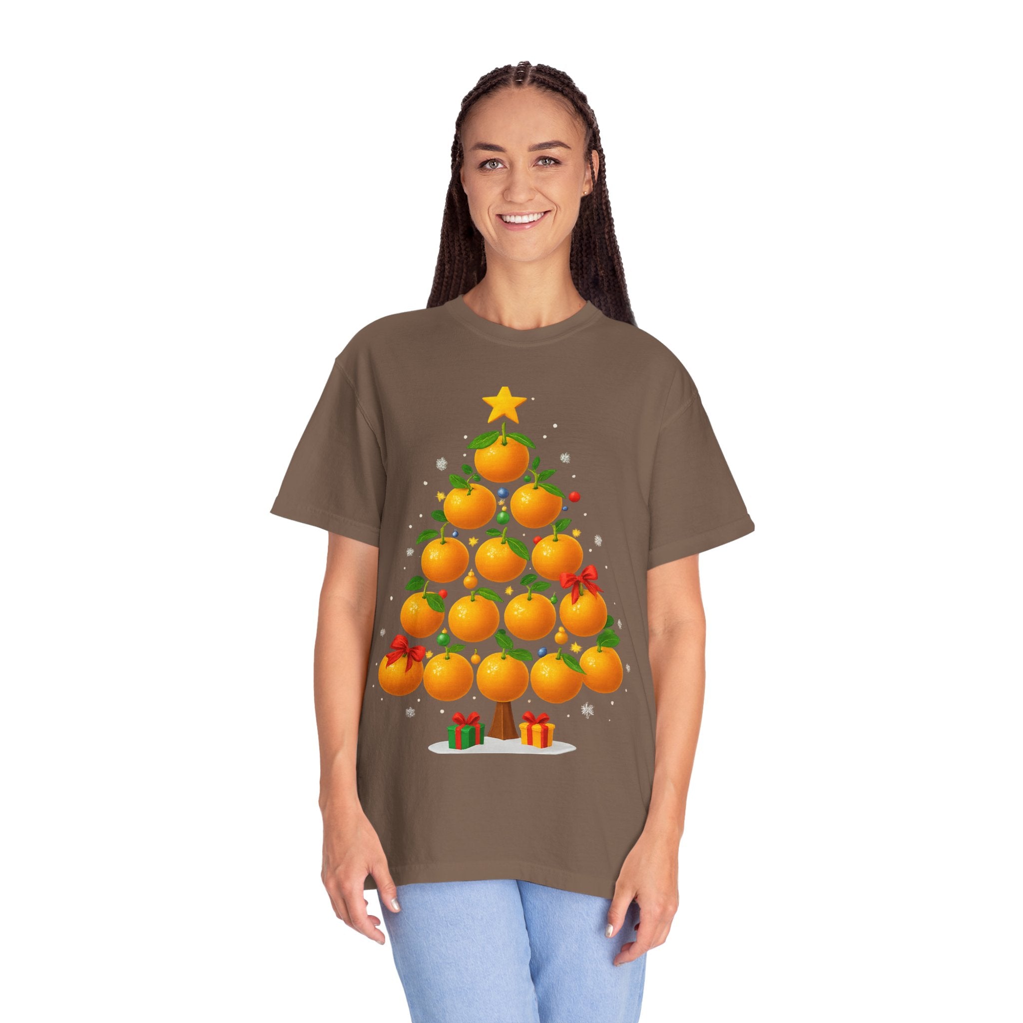 Orange Christmas Tree T-Shirt — Festive Citrus Holiday Tee