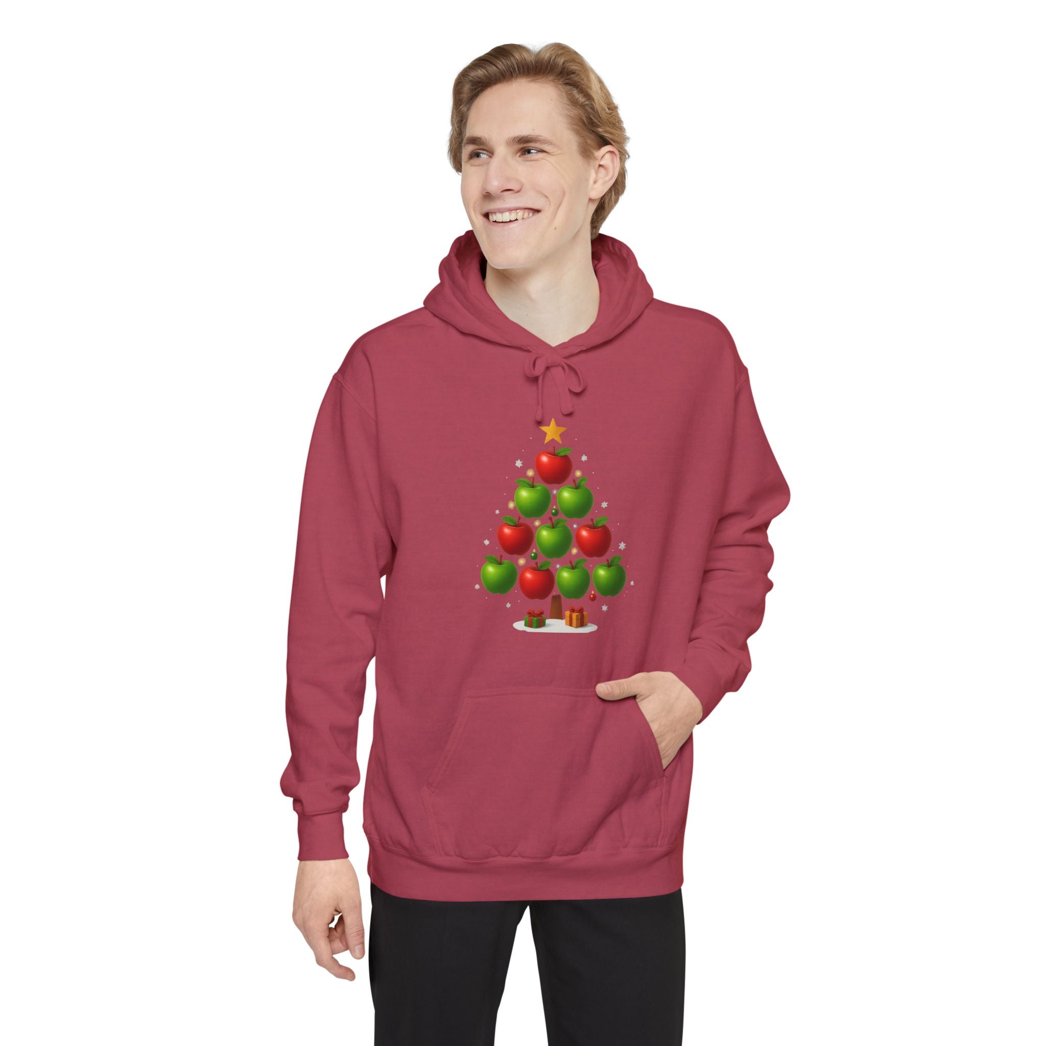 Christmas Apple Tree Hoodie — Cute Holiday Tree with Apples & Star