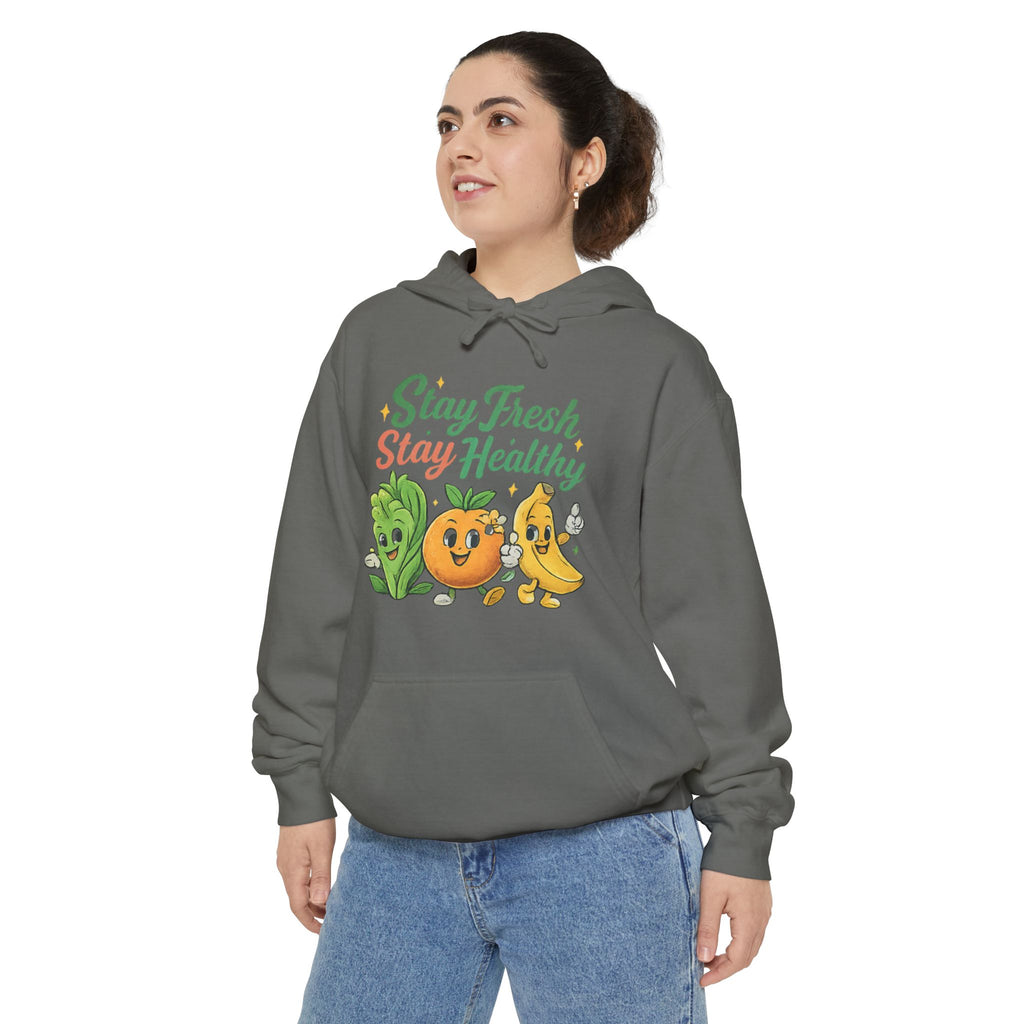 Stay Fresh Stay Healthy Hoodie — Cute Fruit & Veg Wellness Pullover