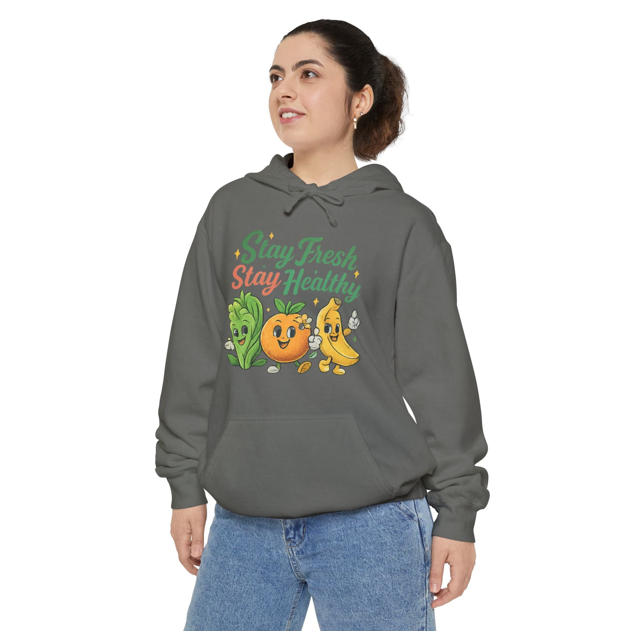 Stay Fresh Stay Healthy Hoodie — Cute Fruit & Veg Wellness Pullover