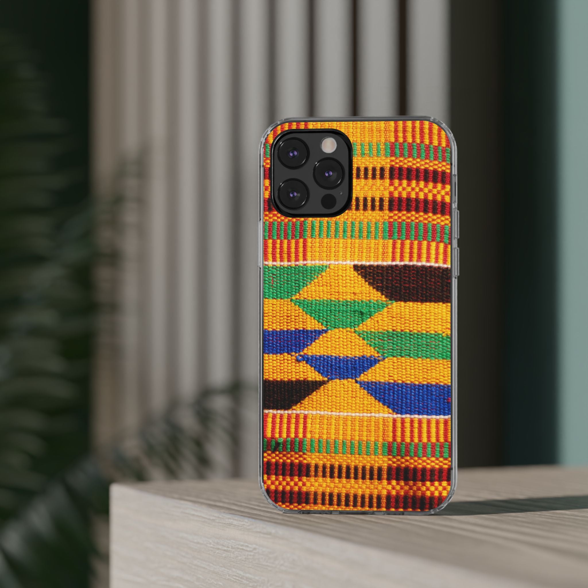 Kente Pattern Clear Impact-Resistant Phone Case