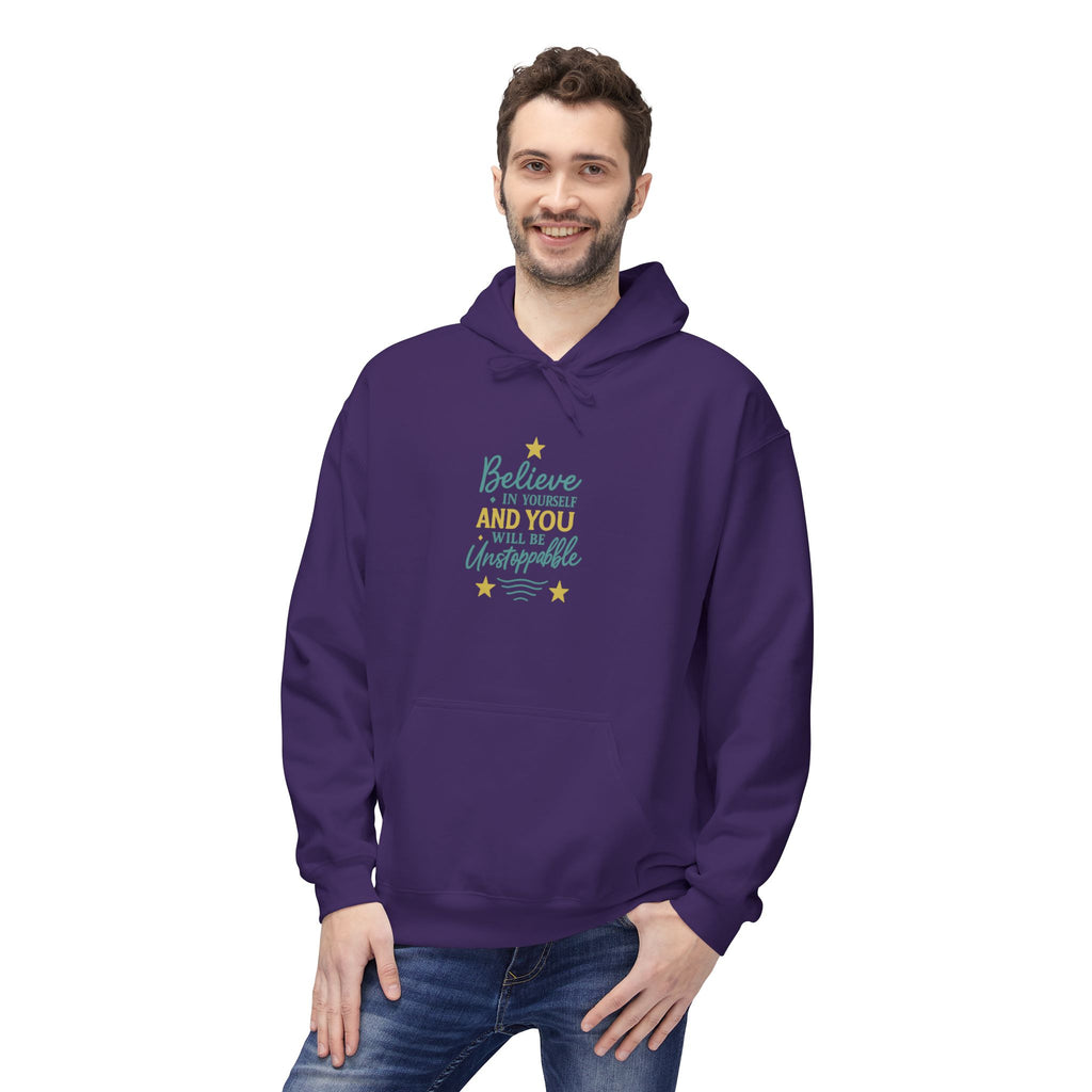 Motivational Fleece Hoodie - "Believe in Yourself"