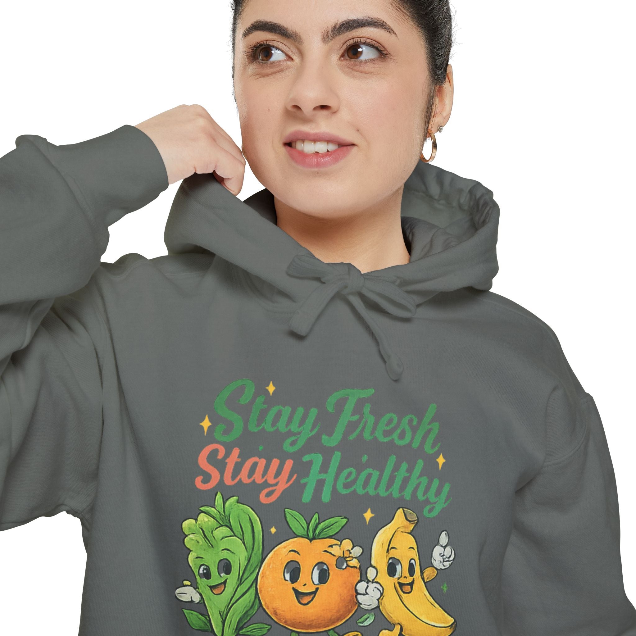 Stay Fresh Stay Healthy Hoodie — Cute Fruit & Veg Wellness Pullover