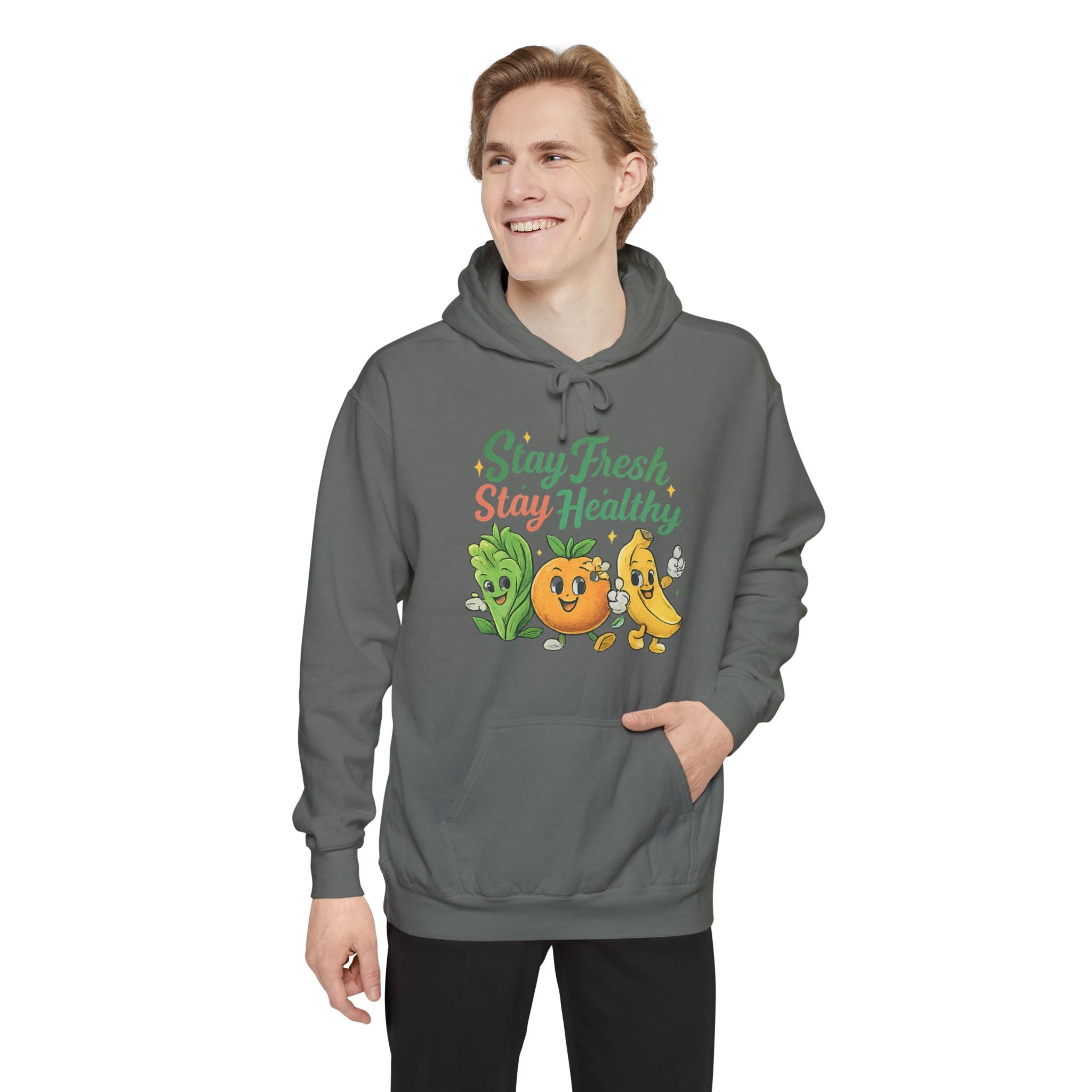 Stay Fresh Stay Healthy Hoodie — Cute Fruit & Veg Wellness Pullover