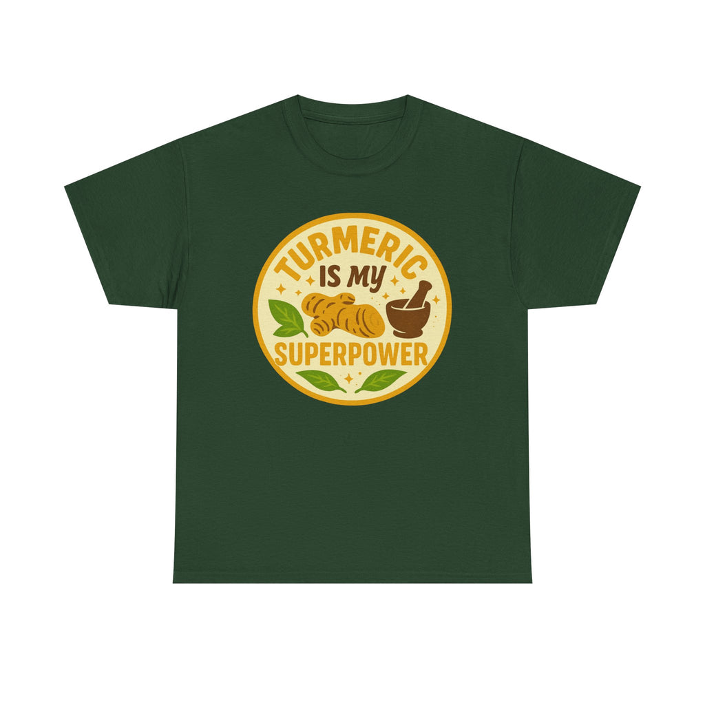 Turmeric Superpower Tee, Unisex Cotton T-Shirt, Health Enthusiast Gift, Herbal Tea Lover Shirt, Natural Wellness Apparel, Unique Gift Idea