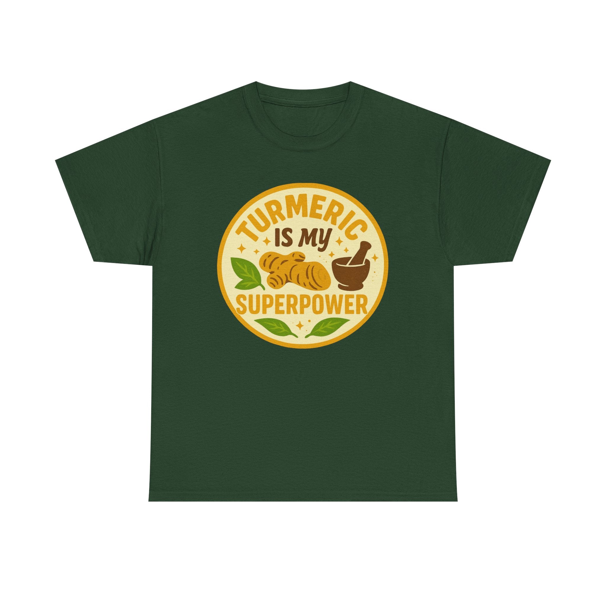 Turmeric Superpower Tee, Unisex Cotton T-Shirt, Health Enthusiast Gift, Herbal Tea Lover Shirt, Natural Wellness Apparel, Unique Gift Idea