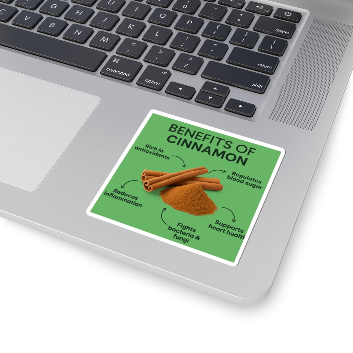 Cinnamon Benefits Stickers | Educational Decor for Home and Office, Wellness Gift, Kitchen Art, Laptop Stickers, Fun Learning Tools