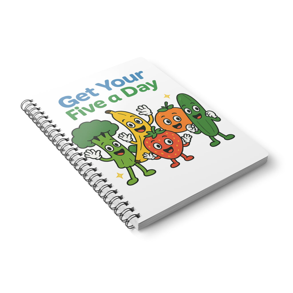Get Your Five a Day A5 Spiral Notebook — Cute Fruit & Veggie Journal