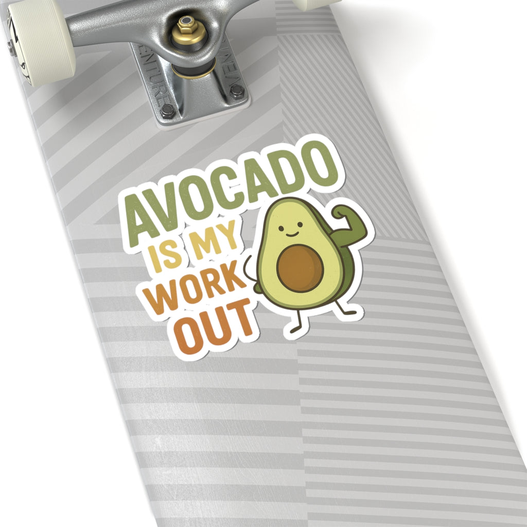 Avocado Workout Kiss-Cut Stickers - Fun Gym Motivation, Fruit Lover Gifts, Cute Exercise Decals, Laptop & Water Bottle Decor