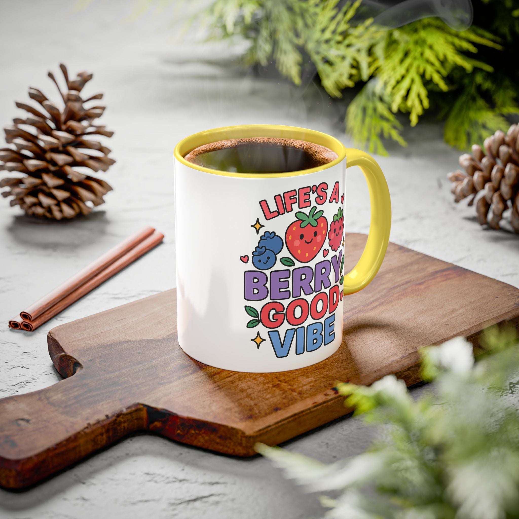 Berry Good Vibe Mug — Cute Fruit Illustration Coffee Cup (11oz & 15oz)