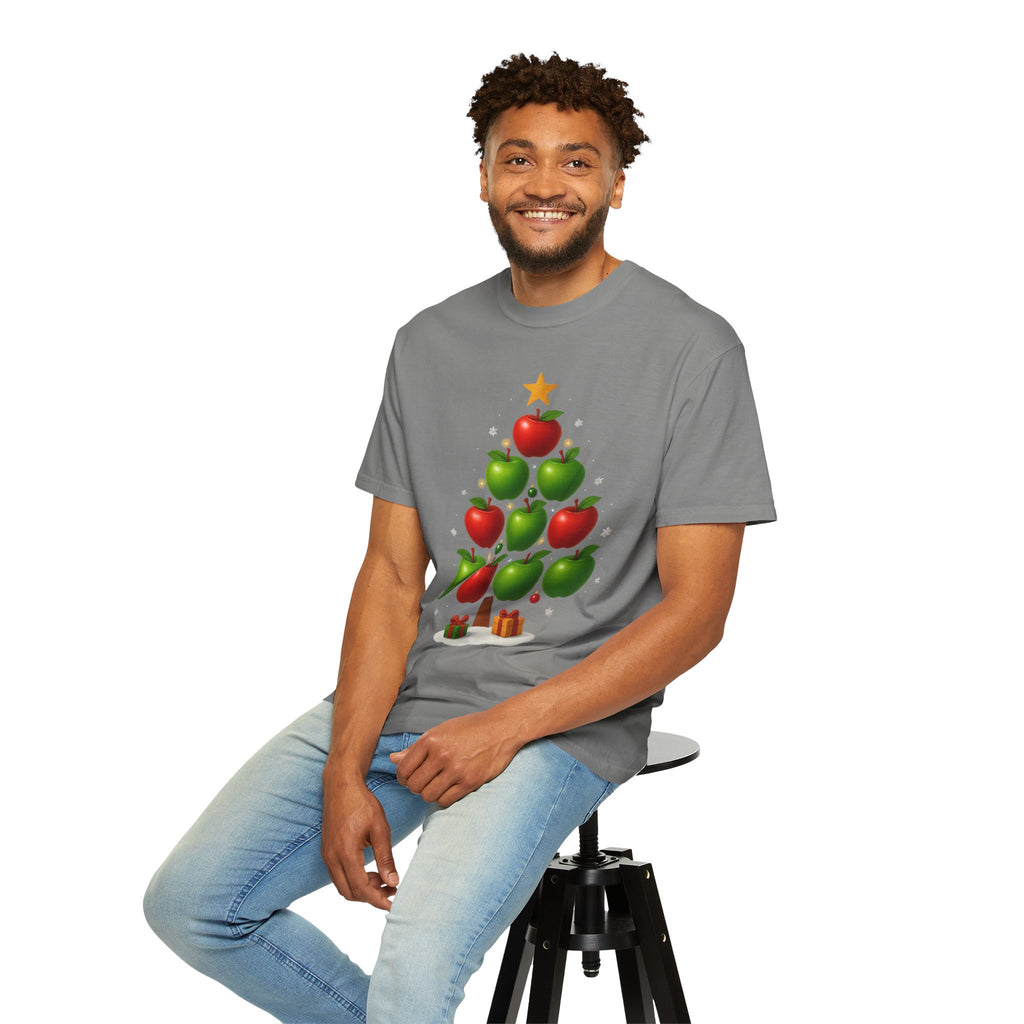 Apple Christmas Tree T-Shirt — Holiday Fruit Tree Graphic Tee