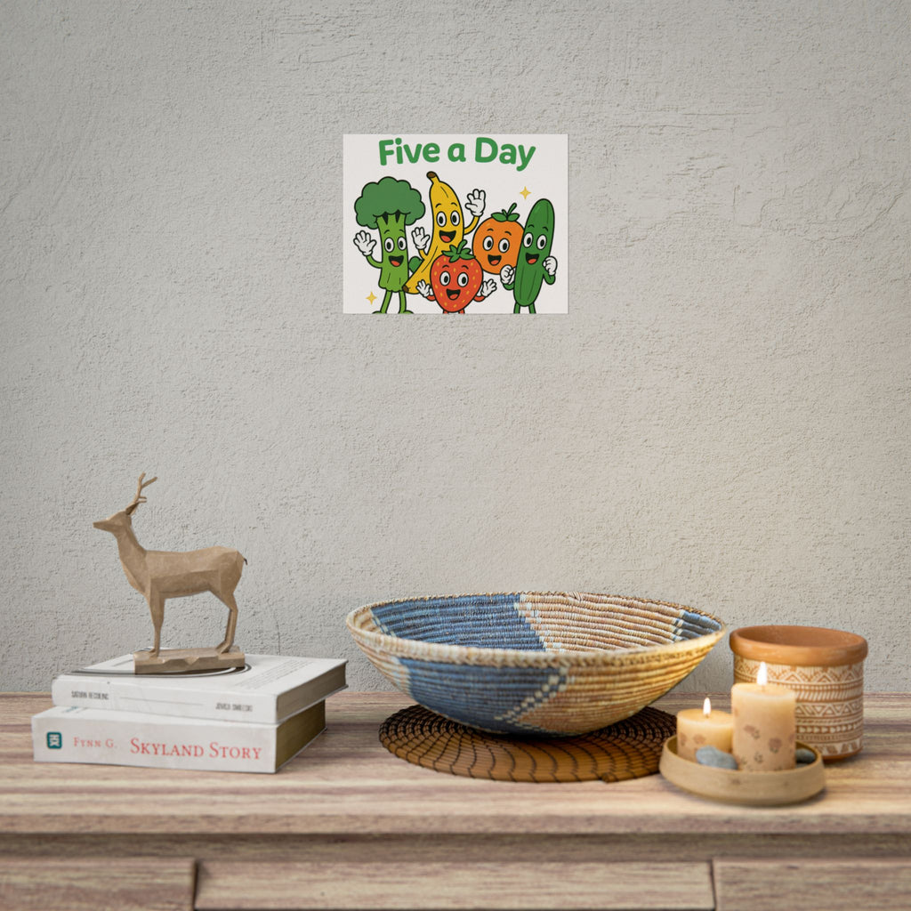 Rolled Poster — "Get Your Five a Day" Cute Fruit & Veggie Wall Art