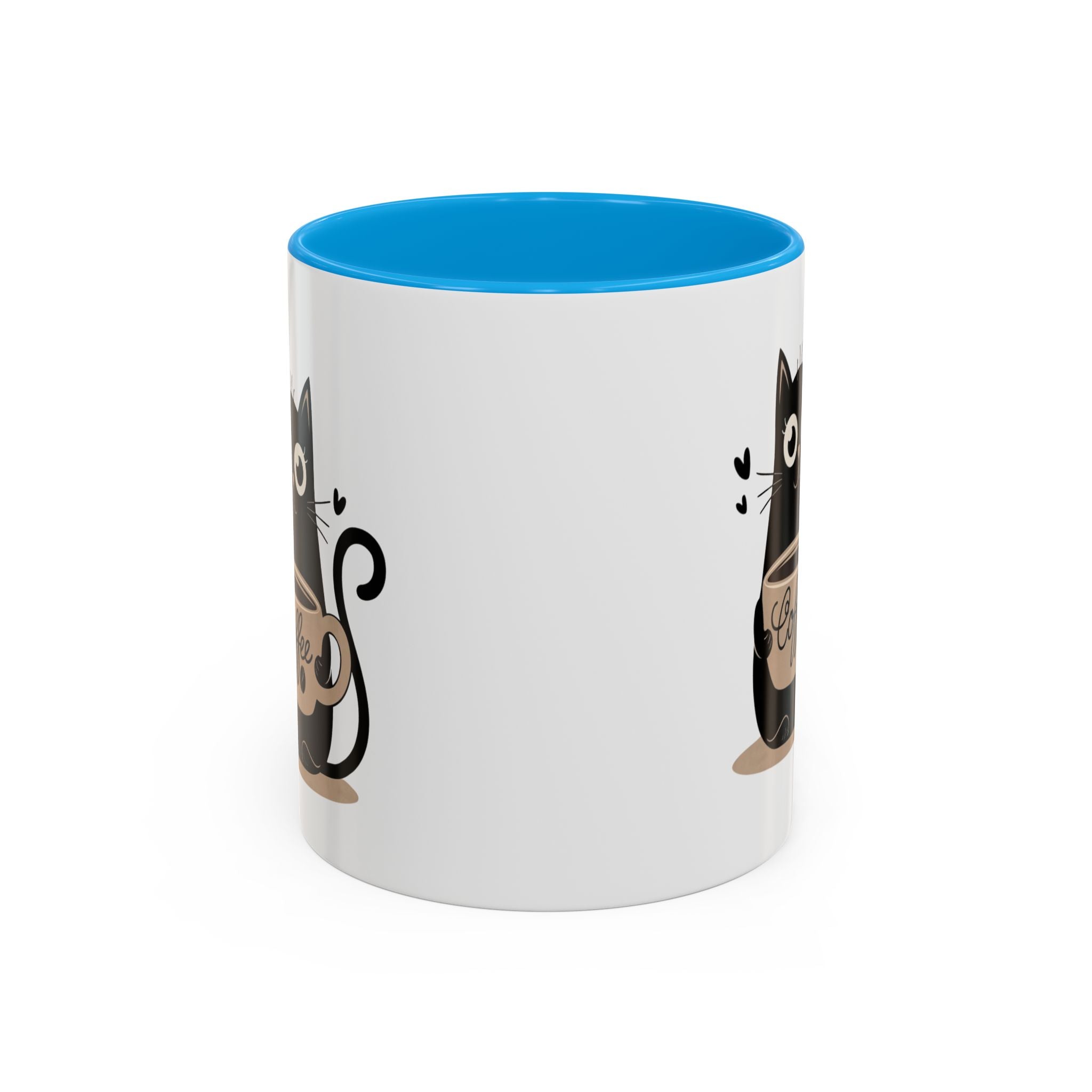 Cat Coffee Mug — Cute Black Cat Holding 'Coffee' Ceramic Mug (11oz & 15oz)