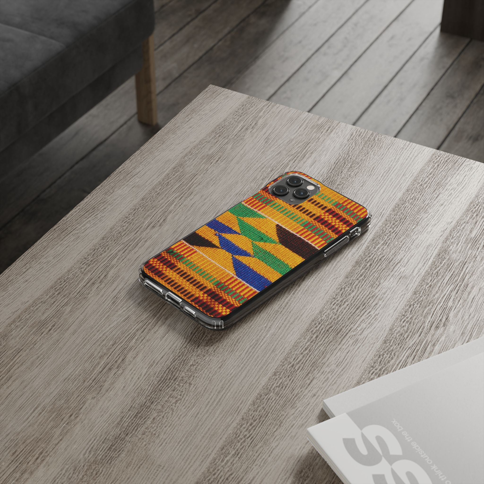 Kente Pattern Clear Impact-Resistant Phone Case