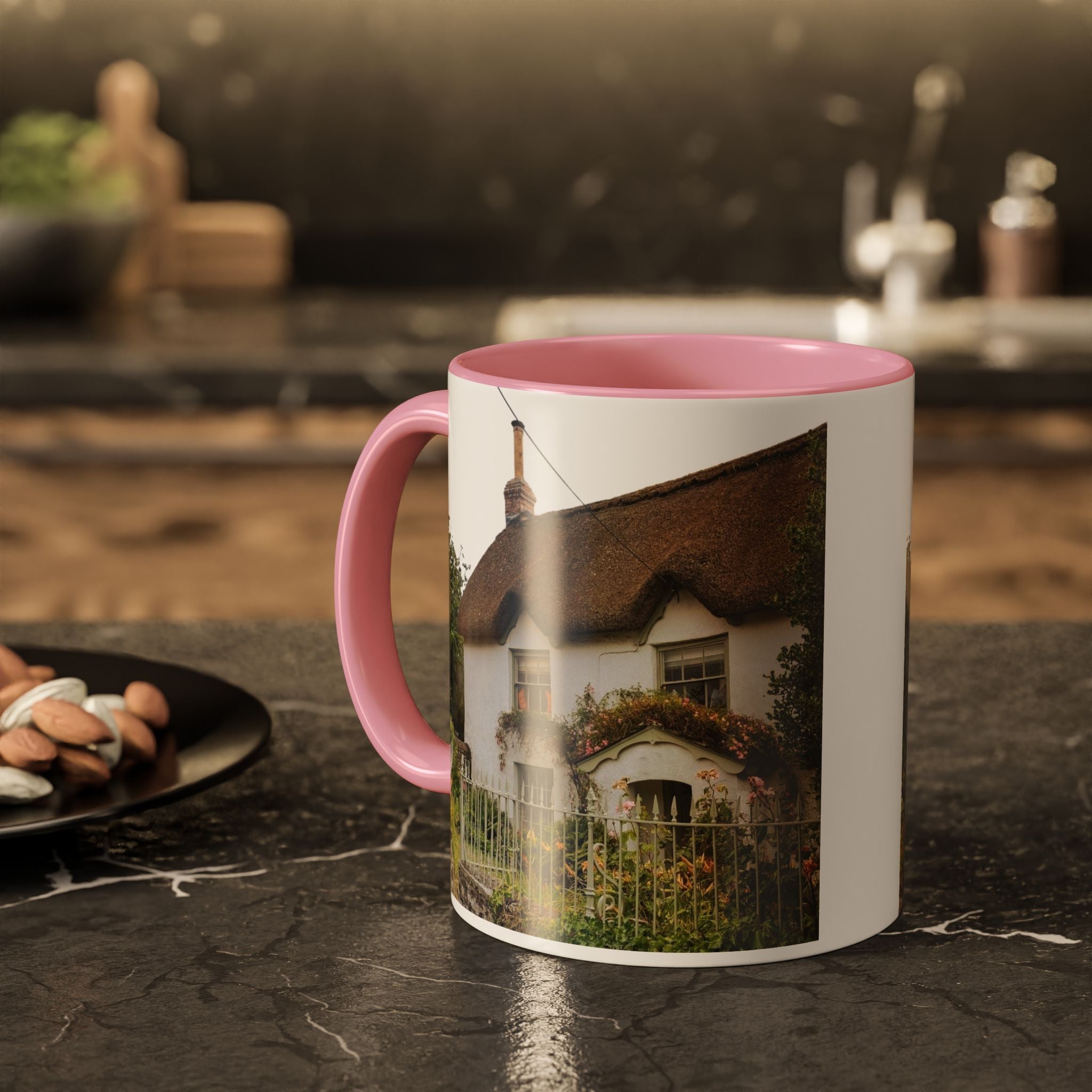 Thatched Cottage Photo Mug (11oz & 15oz) — Cozy English Cottage Scenic Coffee Cup
