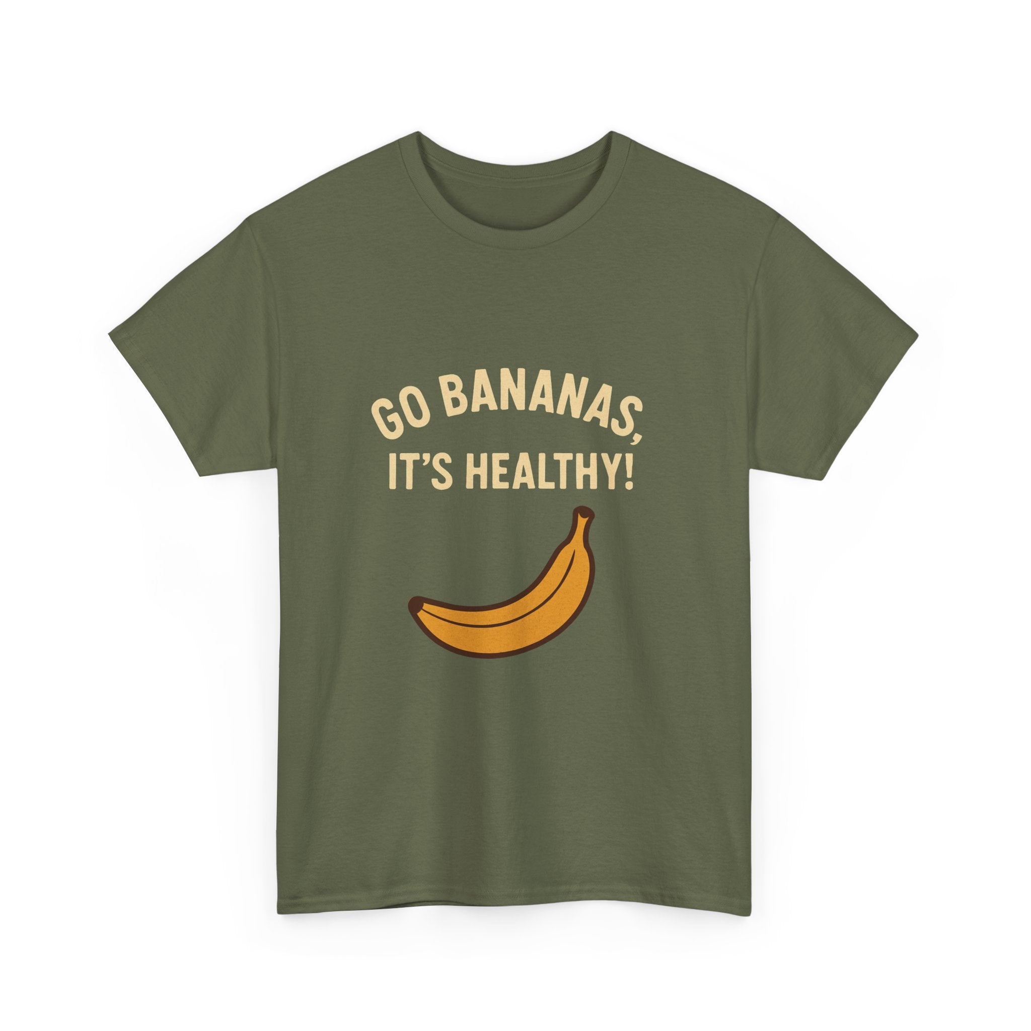 Go Bananas Unisex Heavy Cotton Tee, Fun Healthy Reminder Shirt, Quirky Gift for Fruit Lovers, Casual Wear, Summer Tee